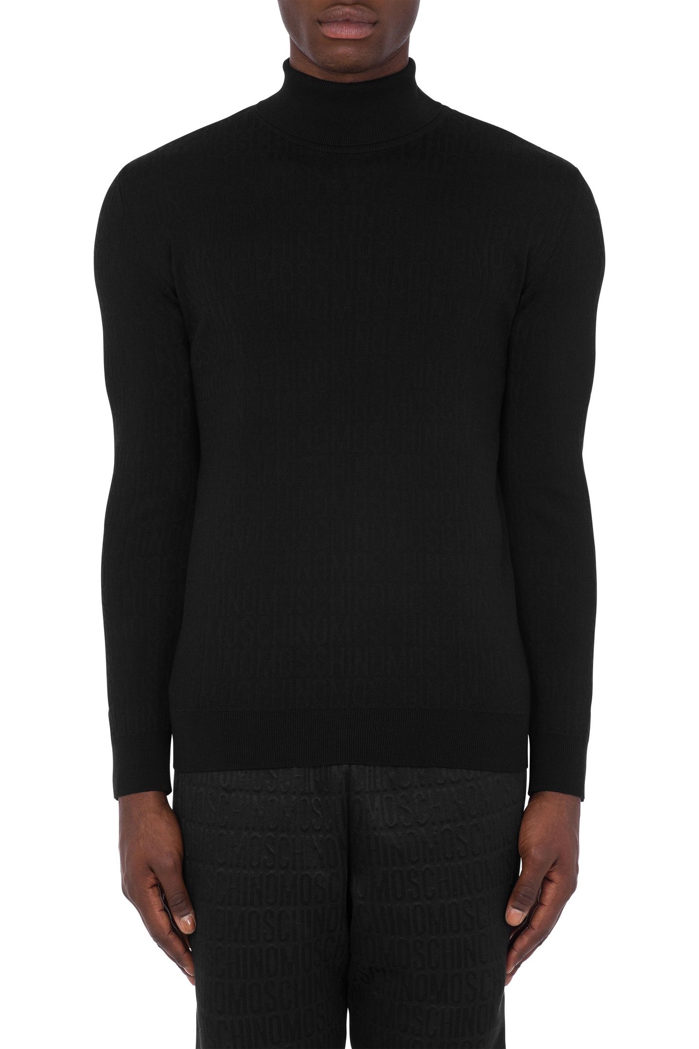 ALLOVER LOGO HIGH COLLAR SWEATER BLACK 1