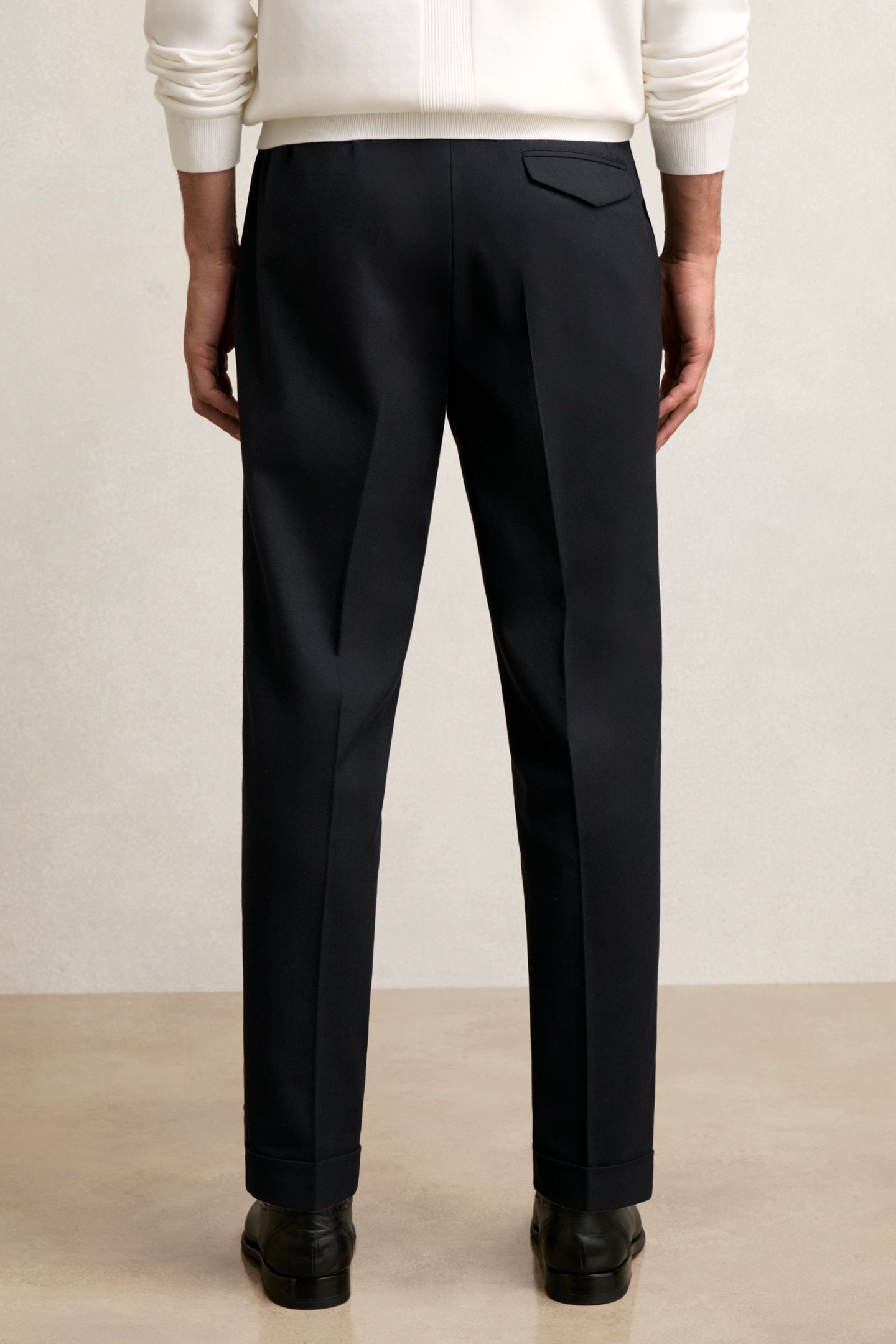 HERRINGBONE SIDE ADJUSTER TROUSER NAVY 2
