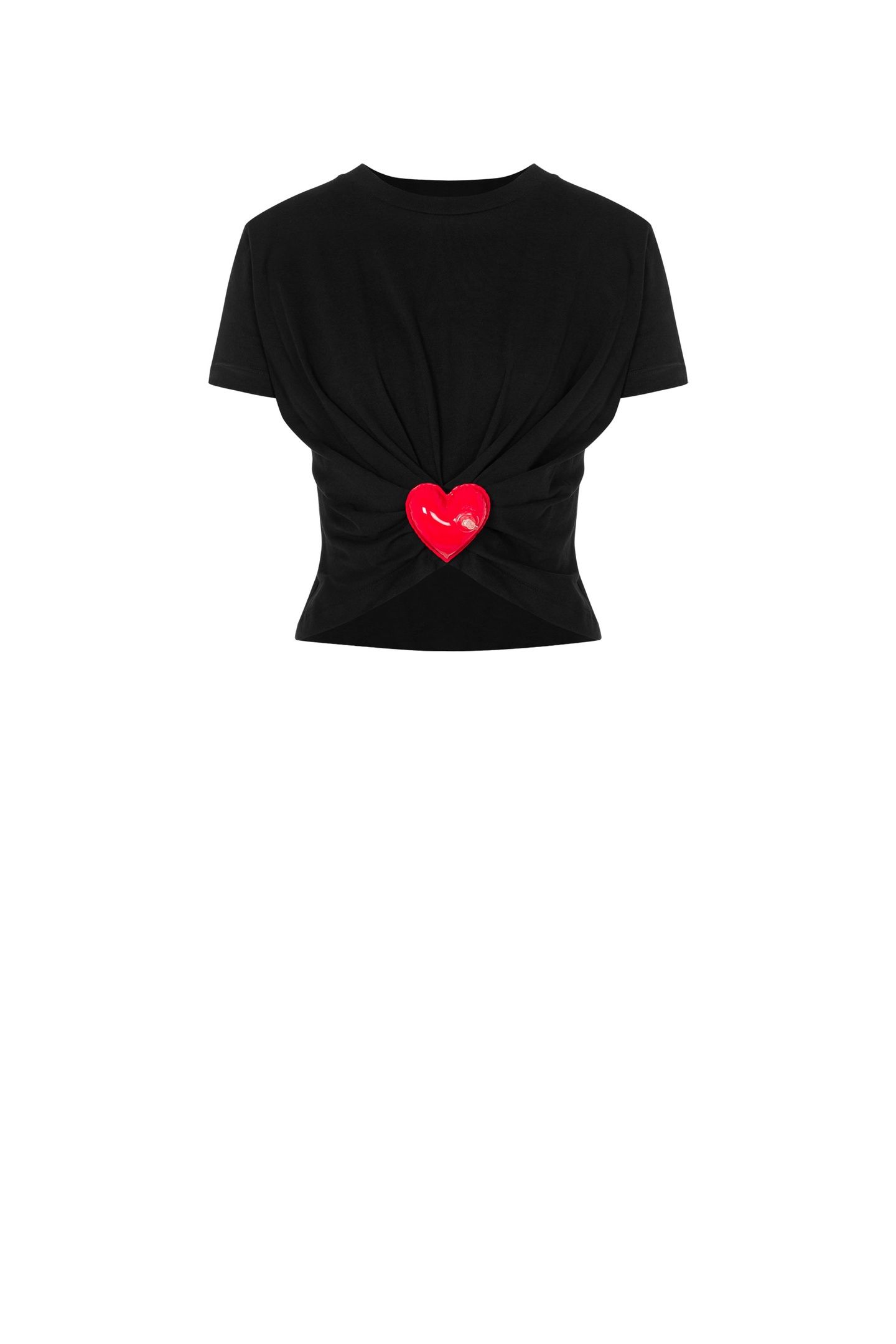 INFLATABLE HEART ORGANIC JERSEY CROPPED T-SHIRT BLACK 3