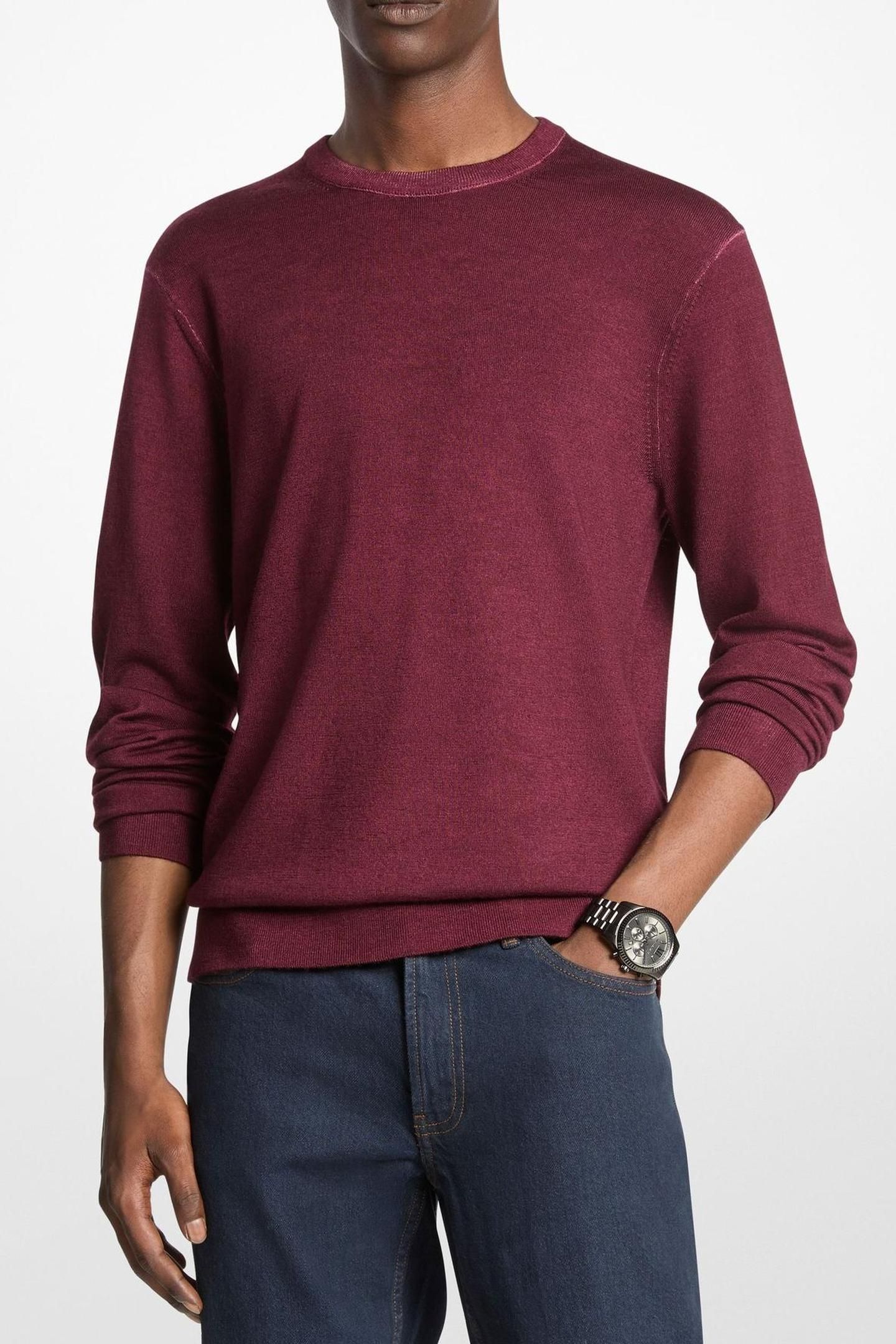 GARMENT DYE MERINO CREW OXBLOOD 1