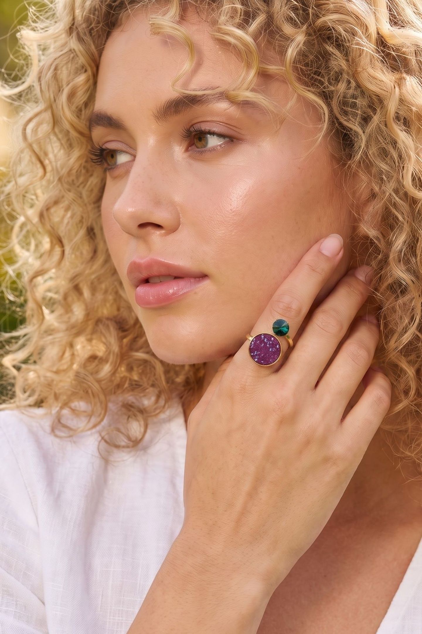 CLASSIC ROCKS RING LIGHT AMETHYST PURPLE, GREEN 4