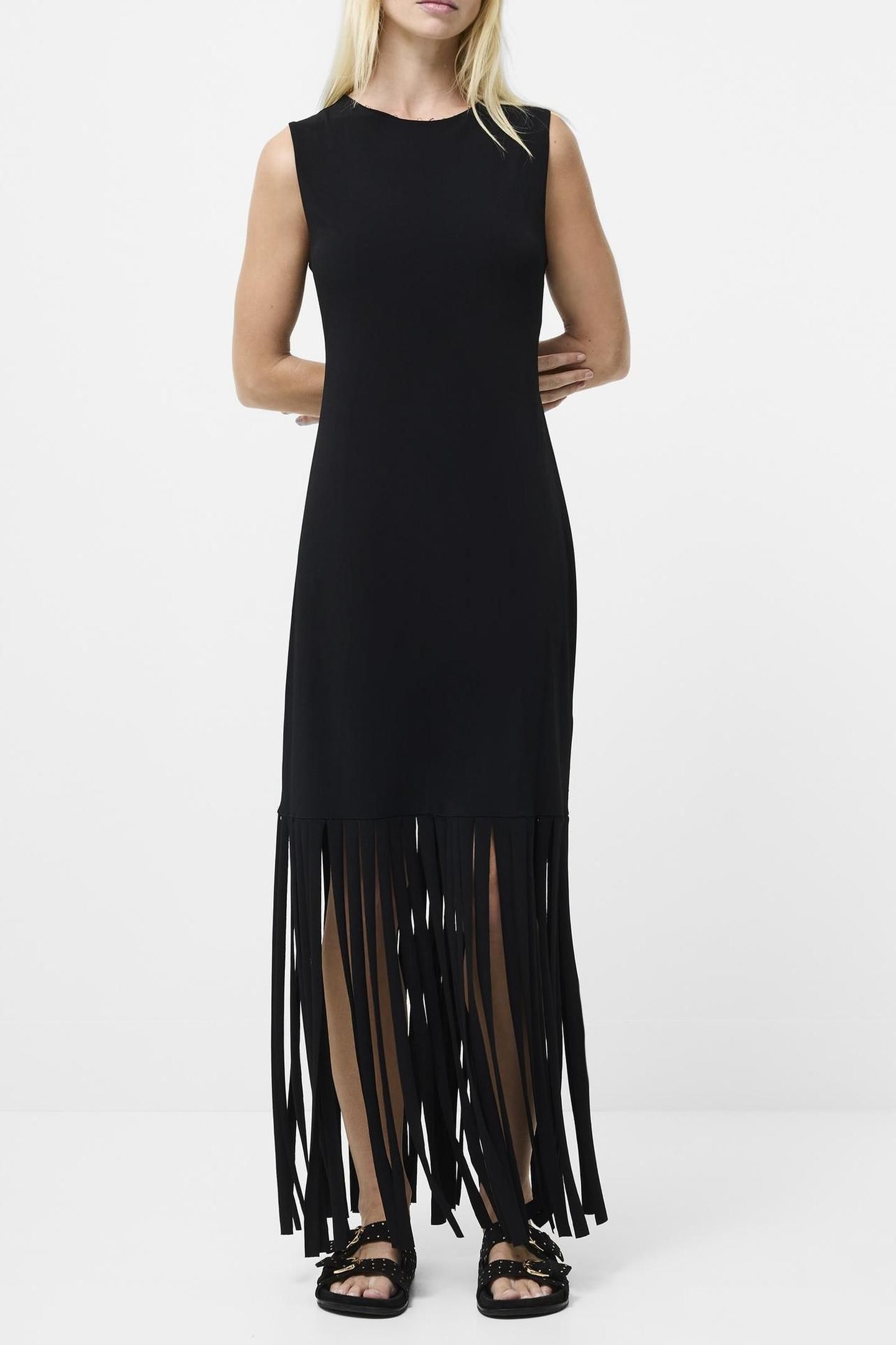 SAMIRA FRINGE JERSEY DRESS BLACK 2