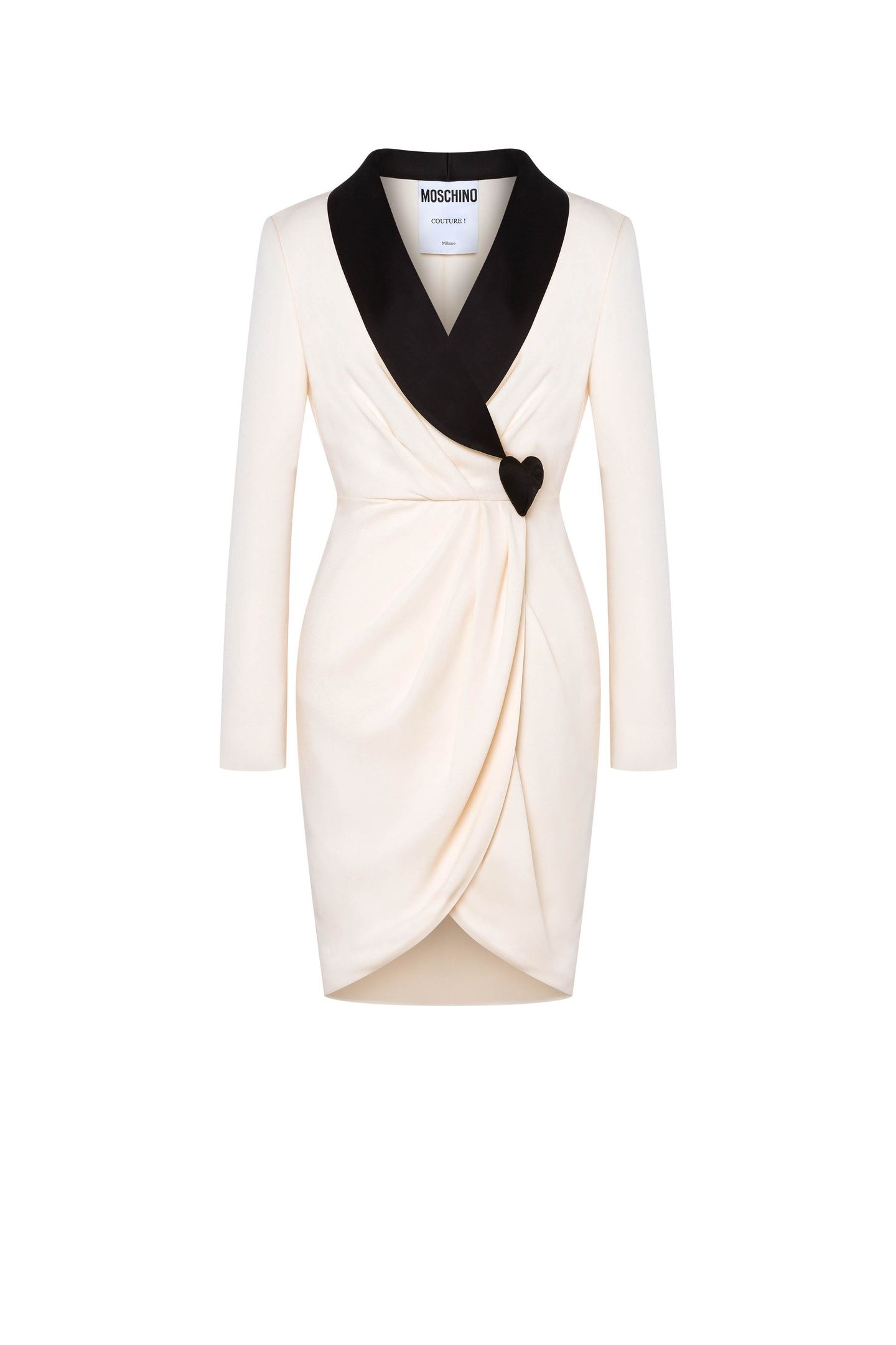 PADDED HEART ENVERS SATIN DRESS WHITE 3