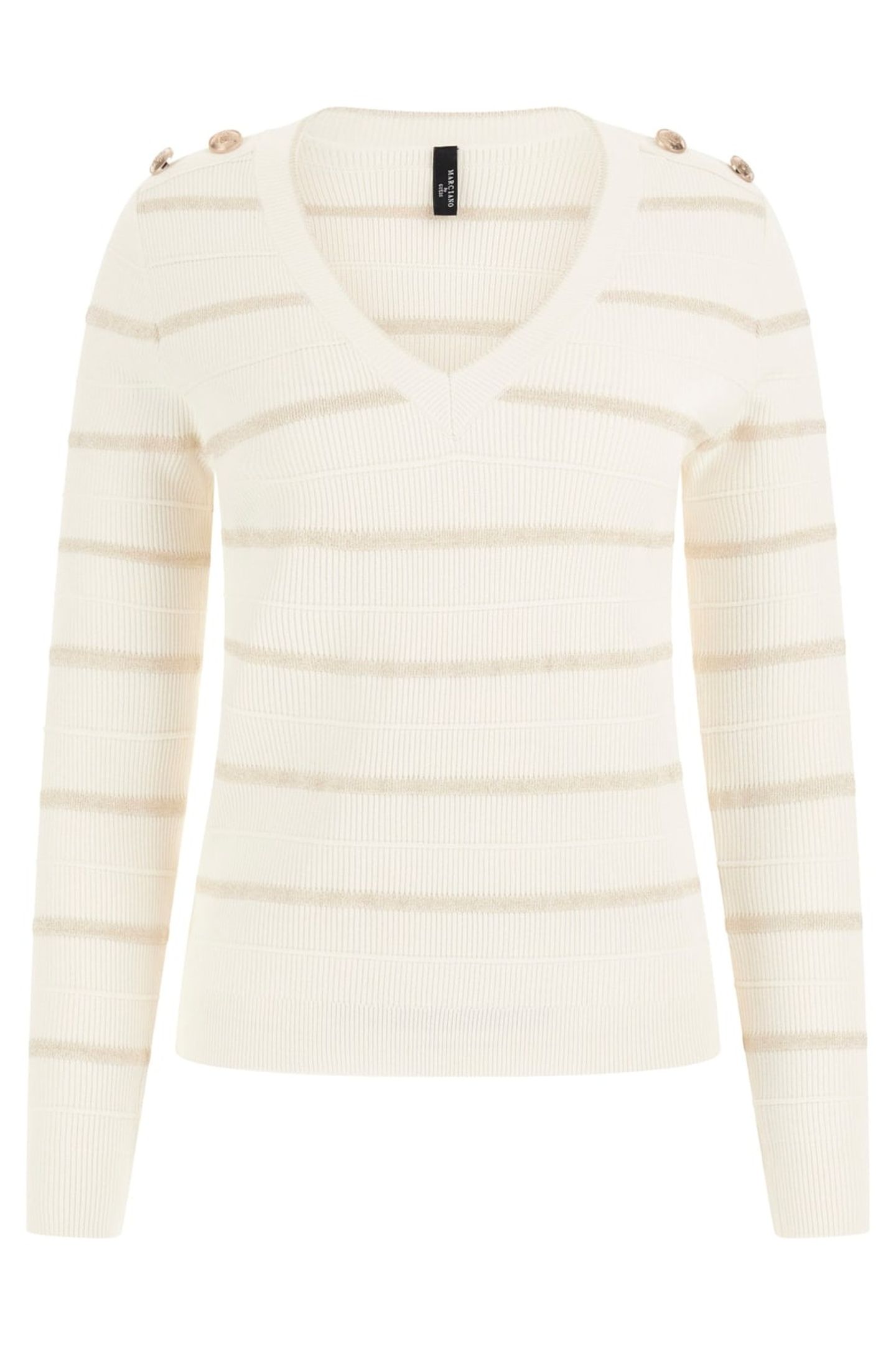 ADA V NECK TOP SWTR MACADAMIA / WHITE GO 1
