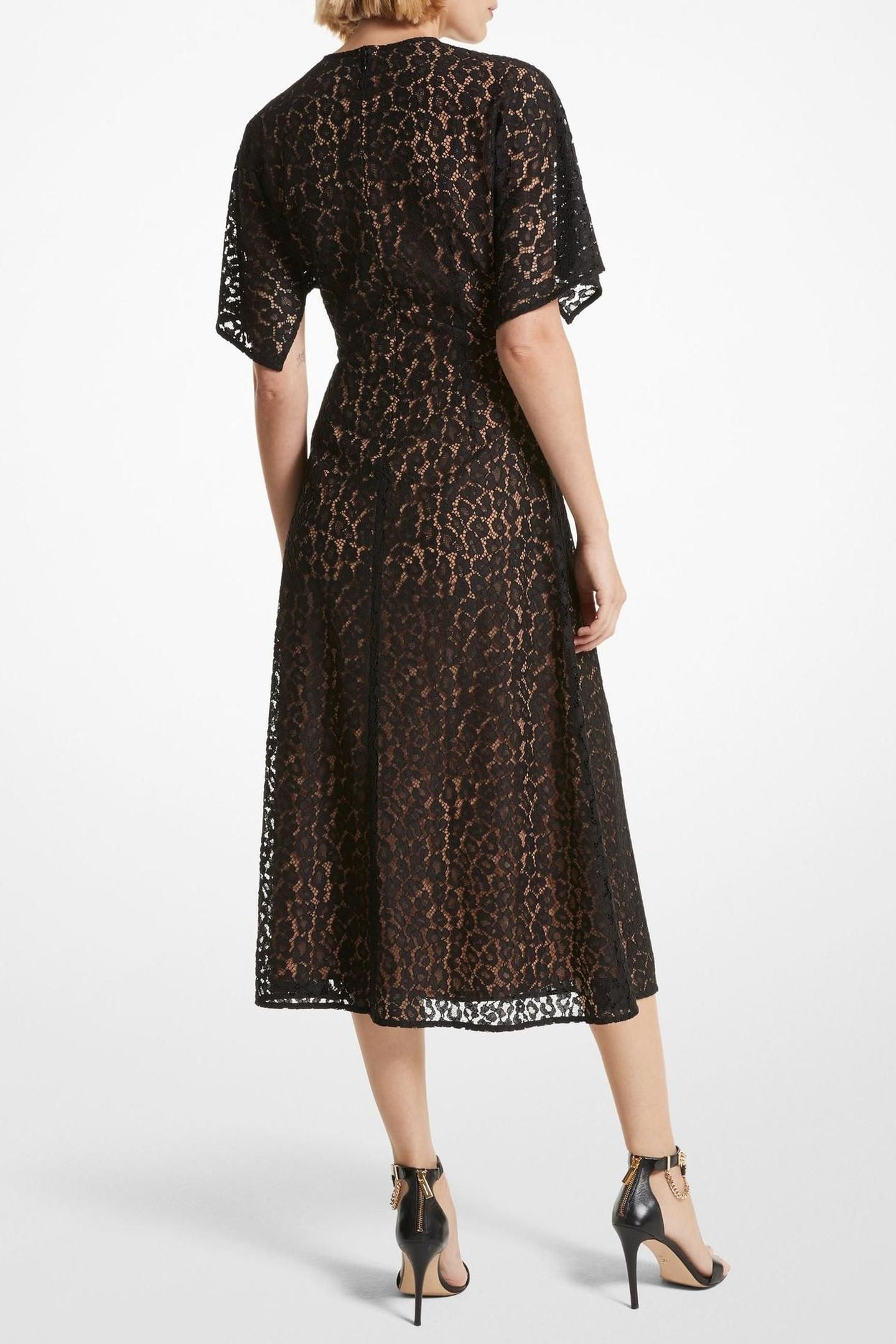 CHEETAH LACE MIDI DRESS BLACK 2