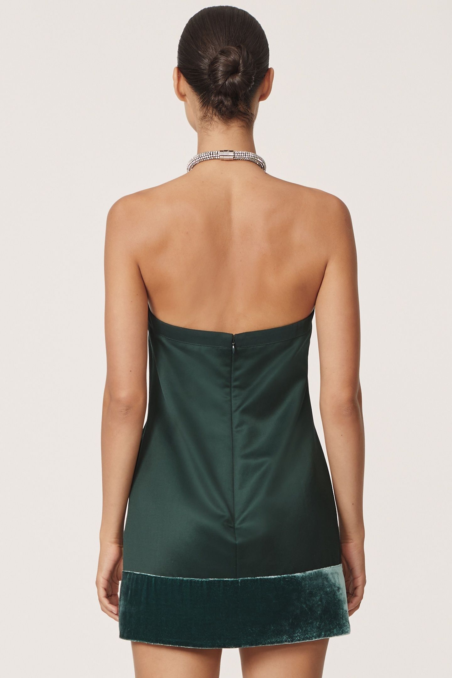 EMBELLISHED NECKLACE MINI DRESS GREEN 2