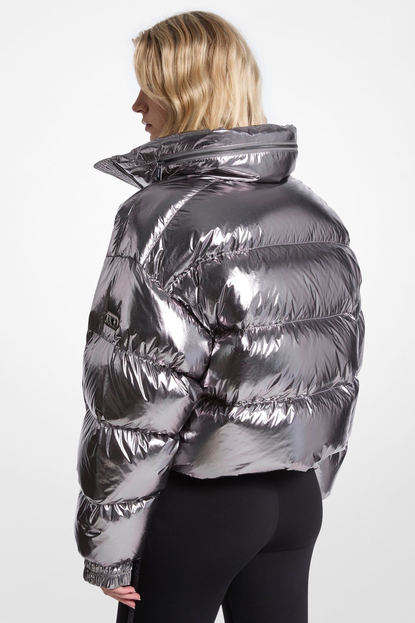 METALLIC SHORT DOWN JACKET GUNMETAL 2