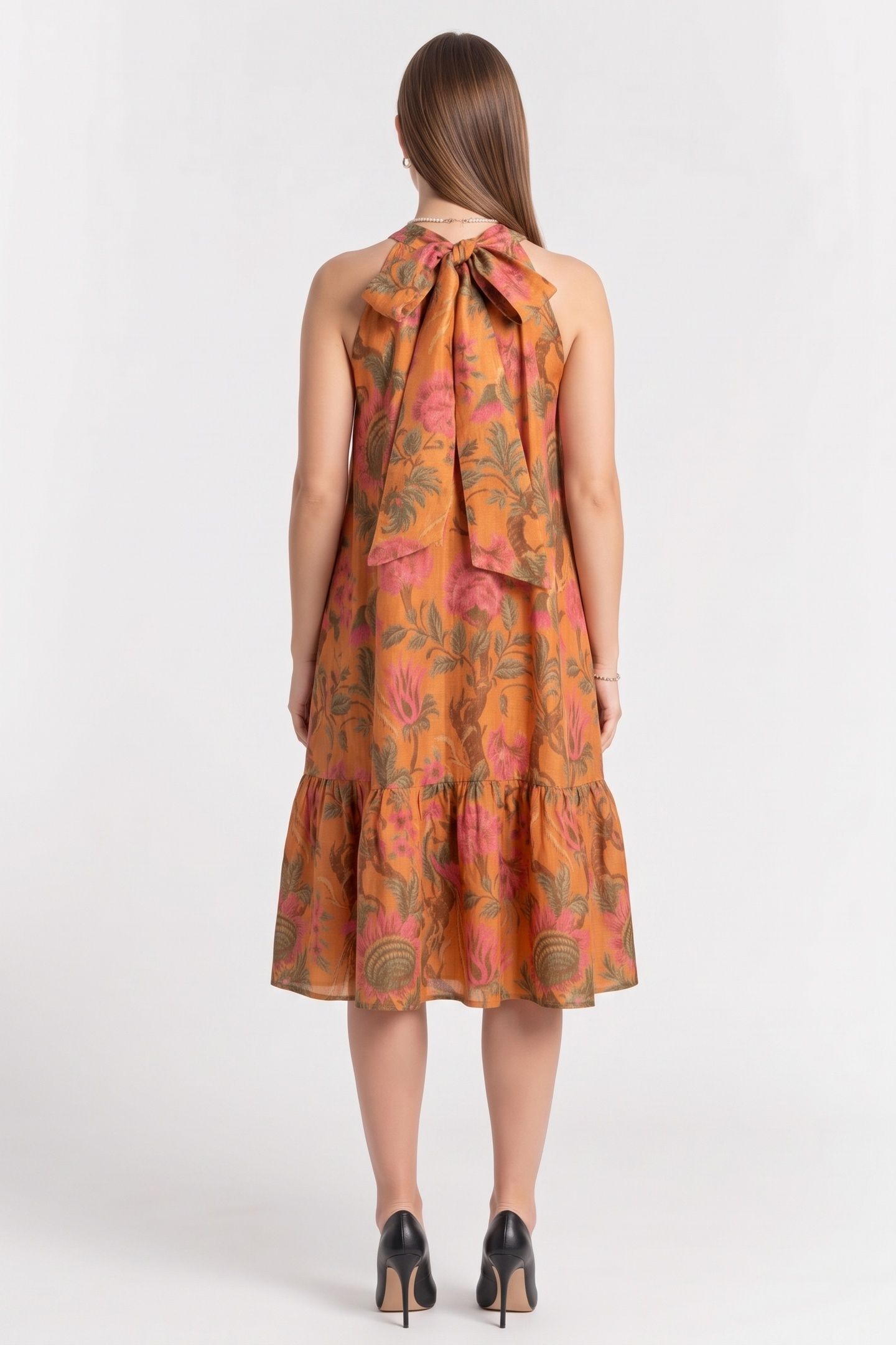 LA TASHA AOP DRESS ORANGE 2