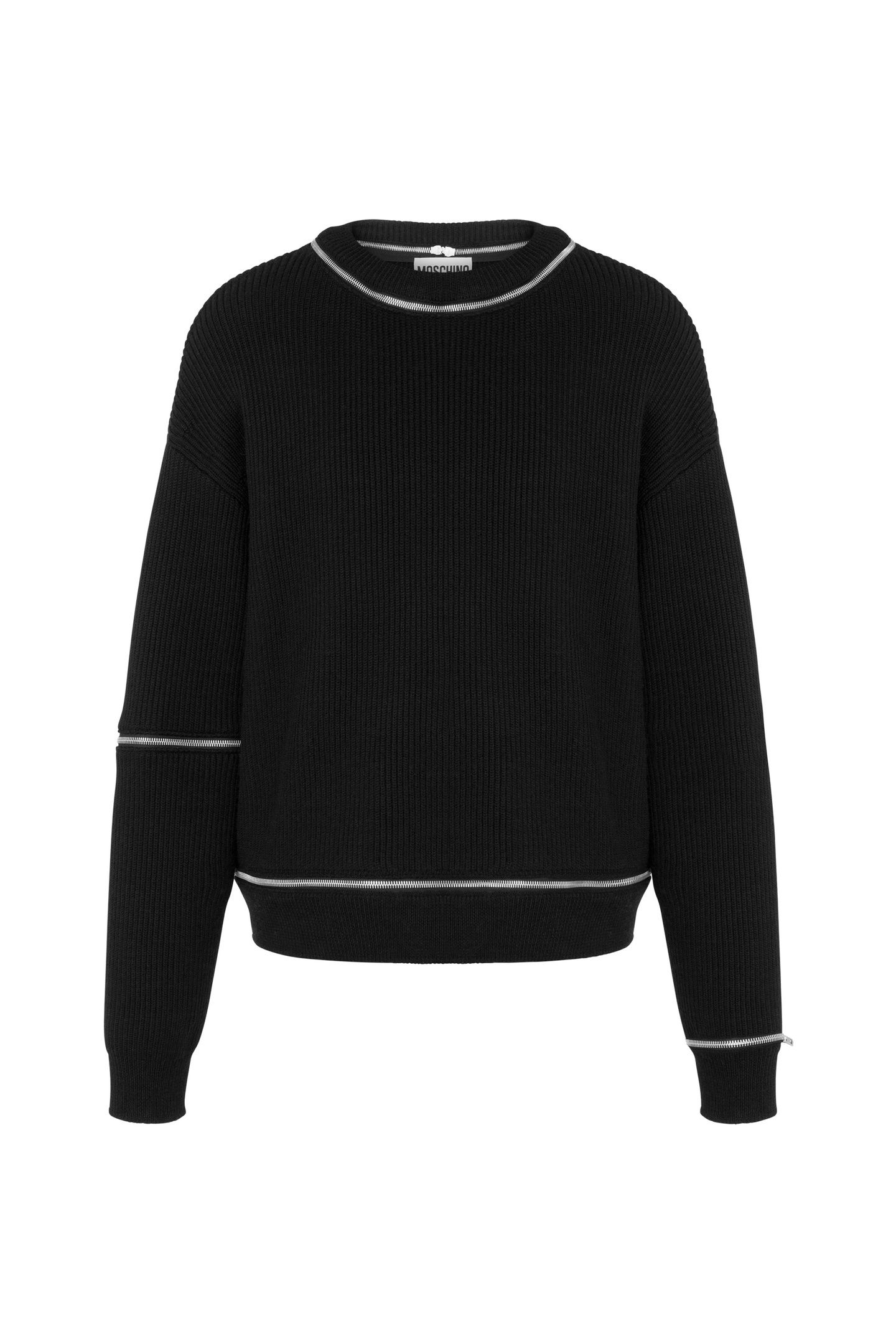 RIBBED WOOL PULLOVER WITH ZIP BLACK 3