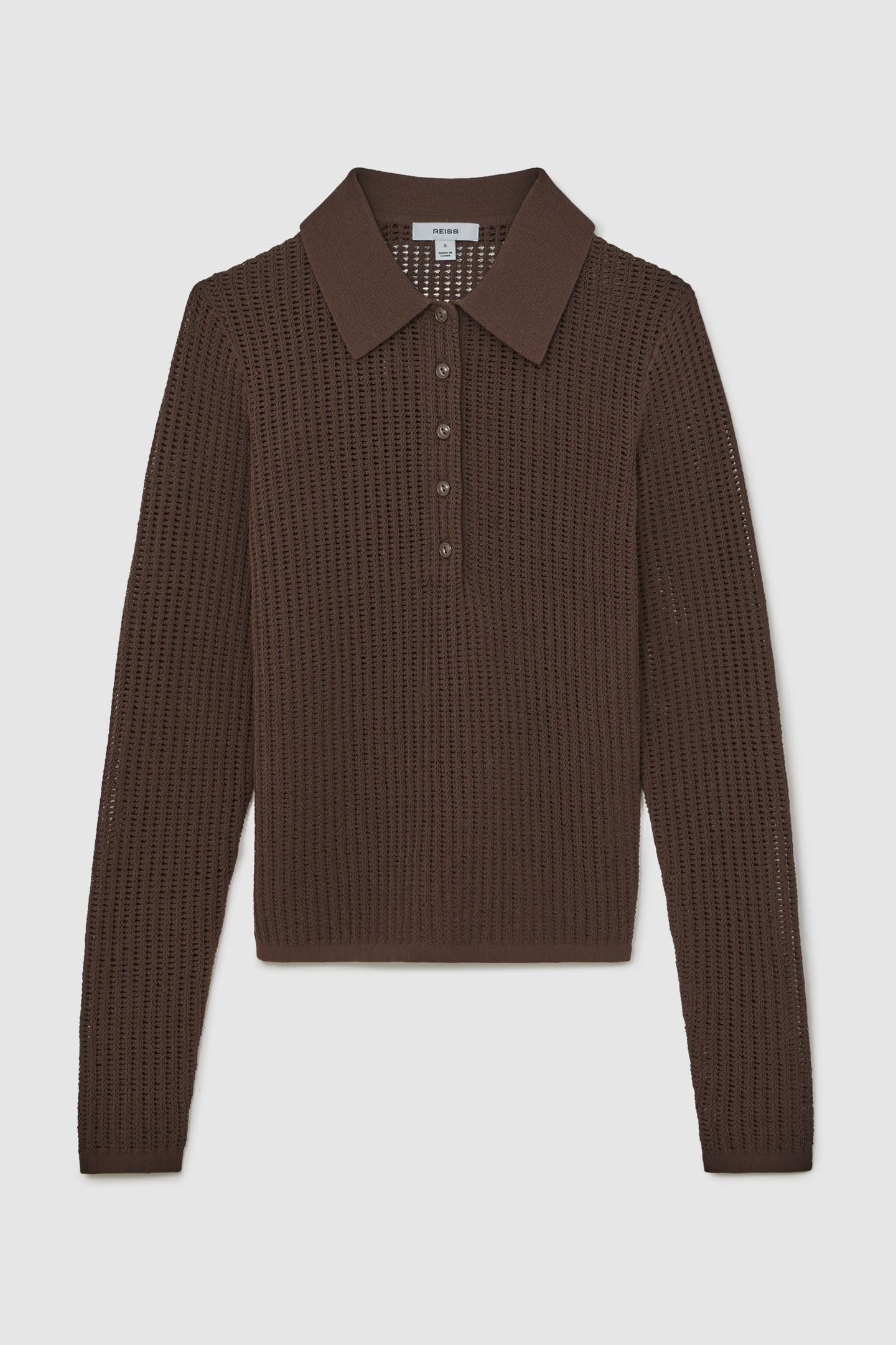 LONG SLEEVE STITCH POLO CHOCOLATE BROWN 4