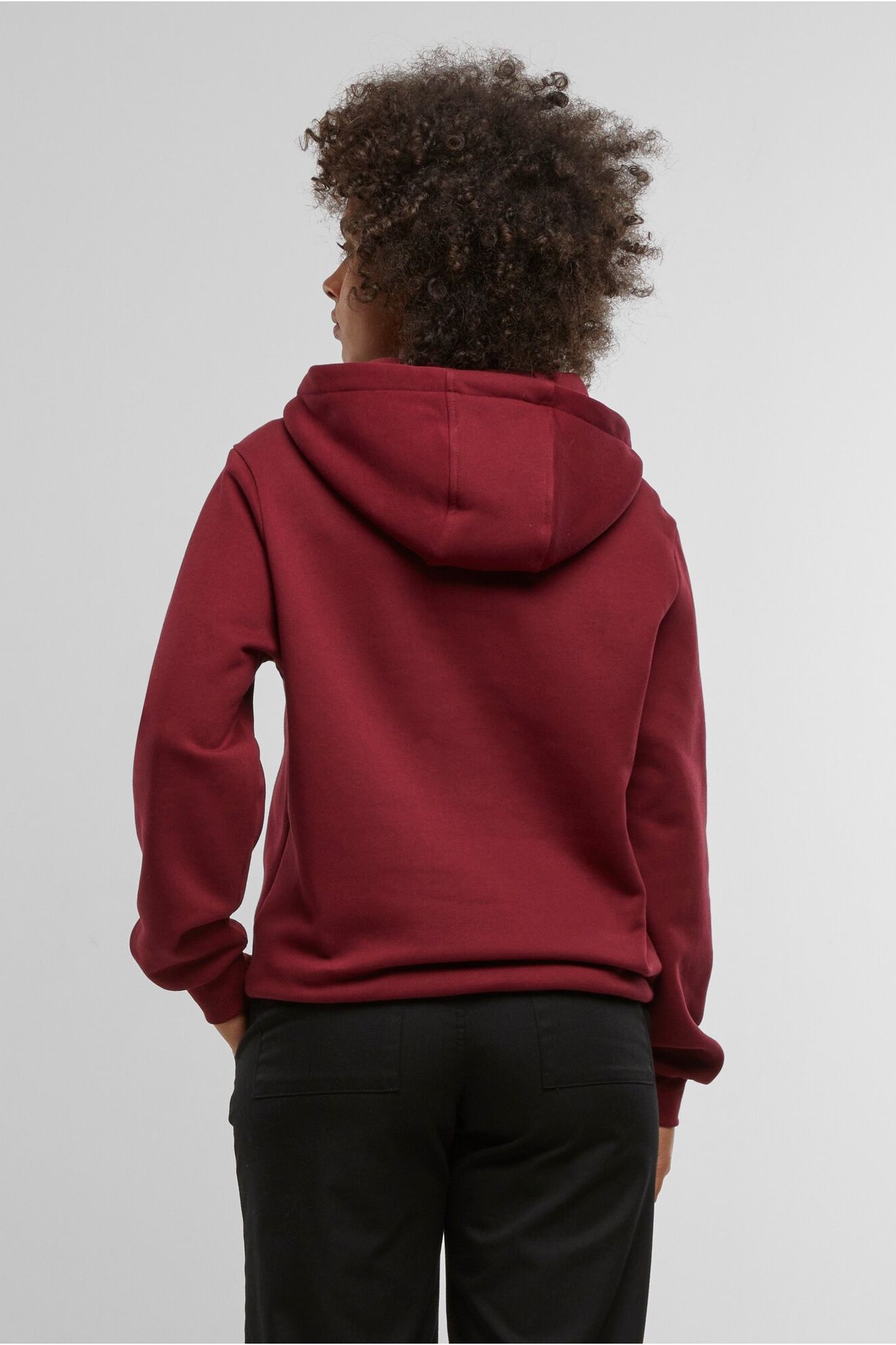 LADIES ESSENTIALS LOOSE BRUSHED FLEECE HOODY BURGUNDY 2