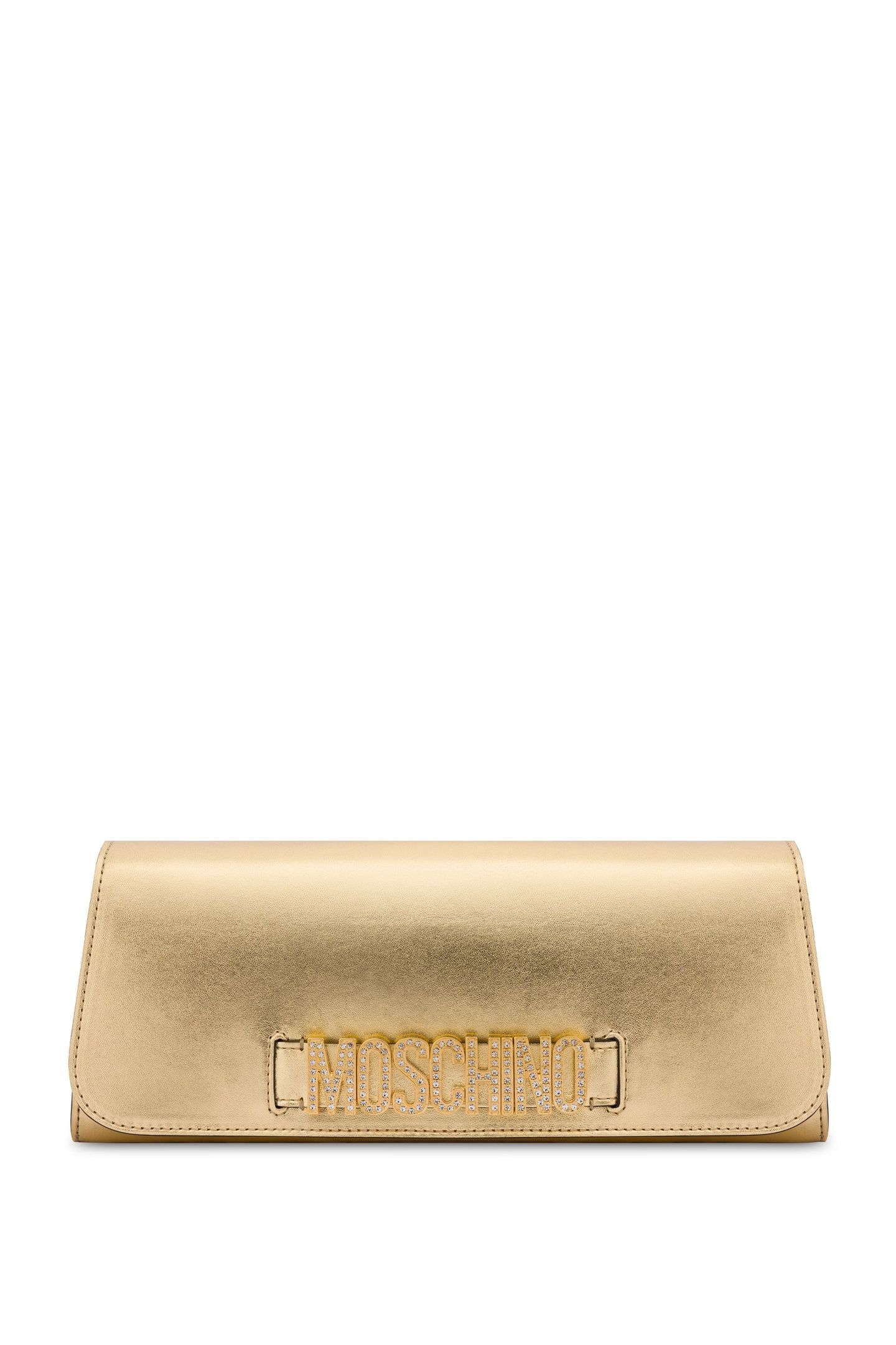 LAMINATED MAXI CLUTCH CRYSTAL LETTERING LOGO GOLD 2