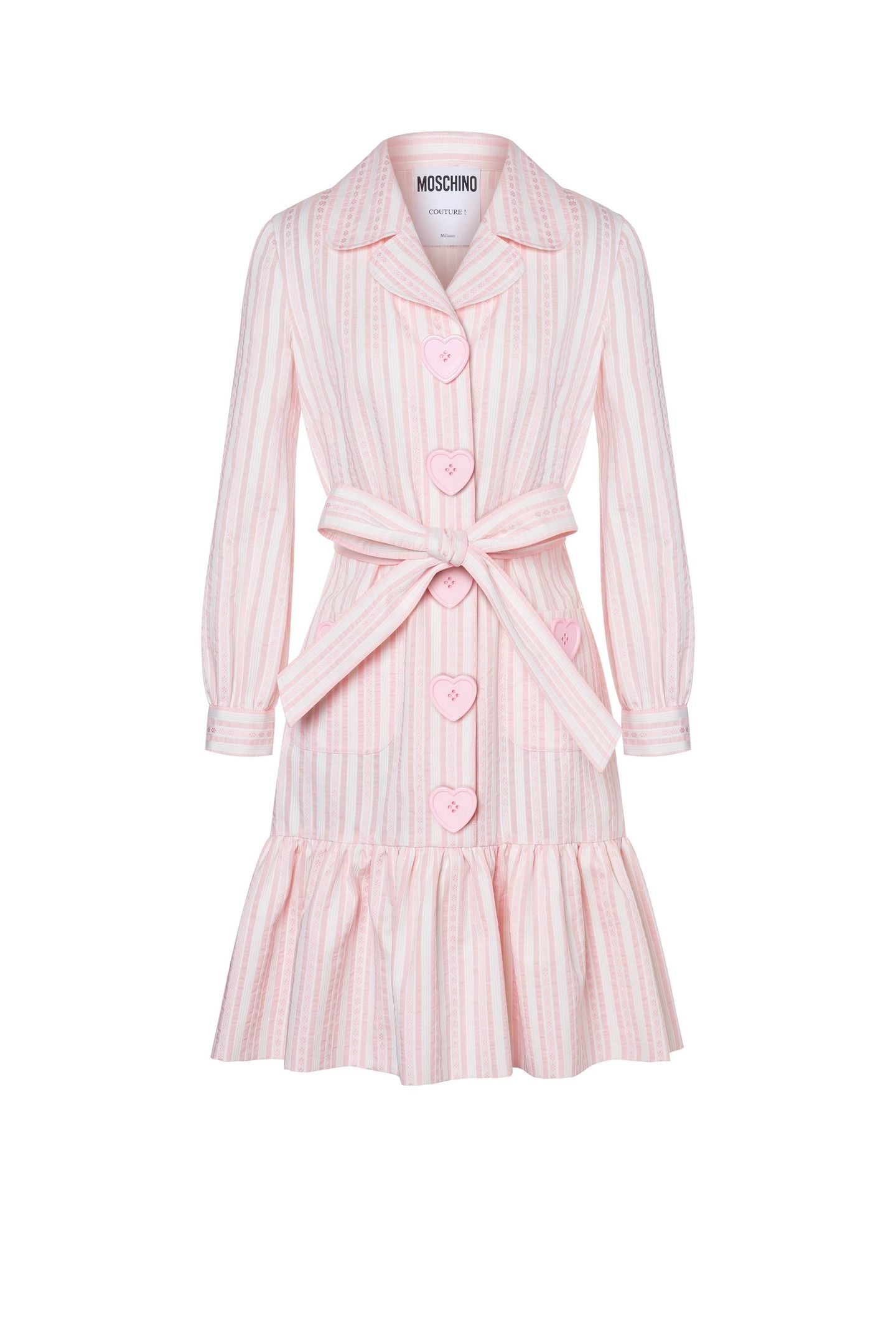 HEART BUTTONS JACQUARD STRIPED DRESS PINK 3