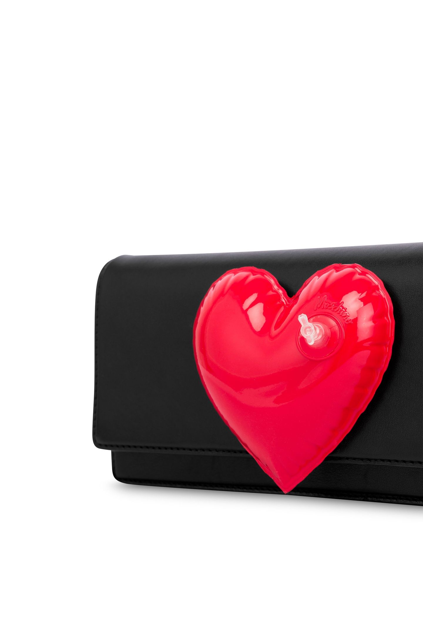 INFLATABLE HEART CALFSKIN CLUTCH BLACK 6