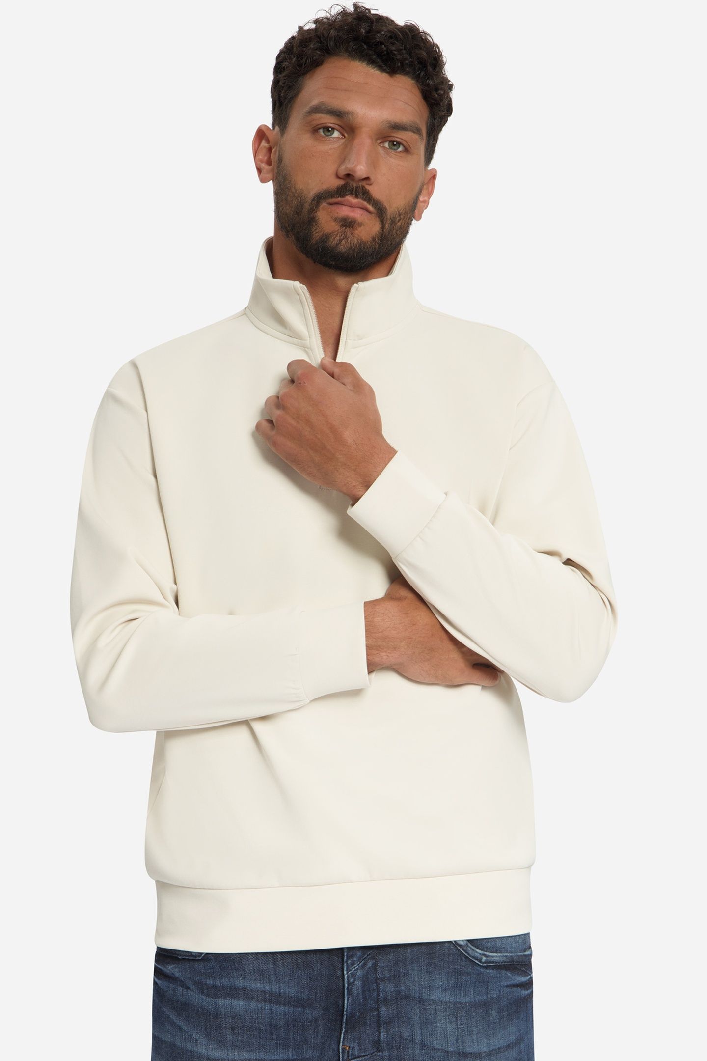 SWEATER HALF ZIP STONE 1