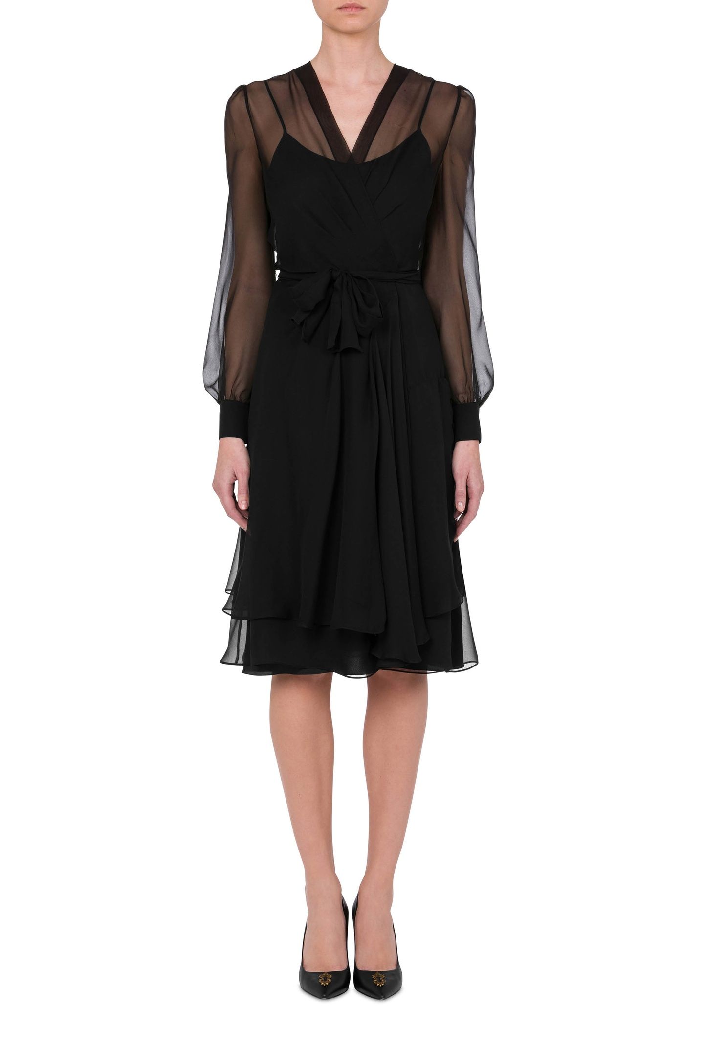 SILK CHIFFON DRESS BLACK 1