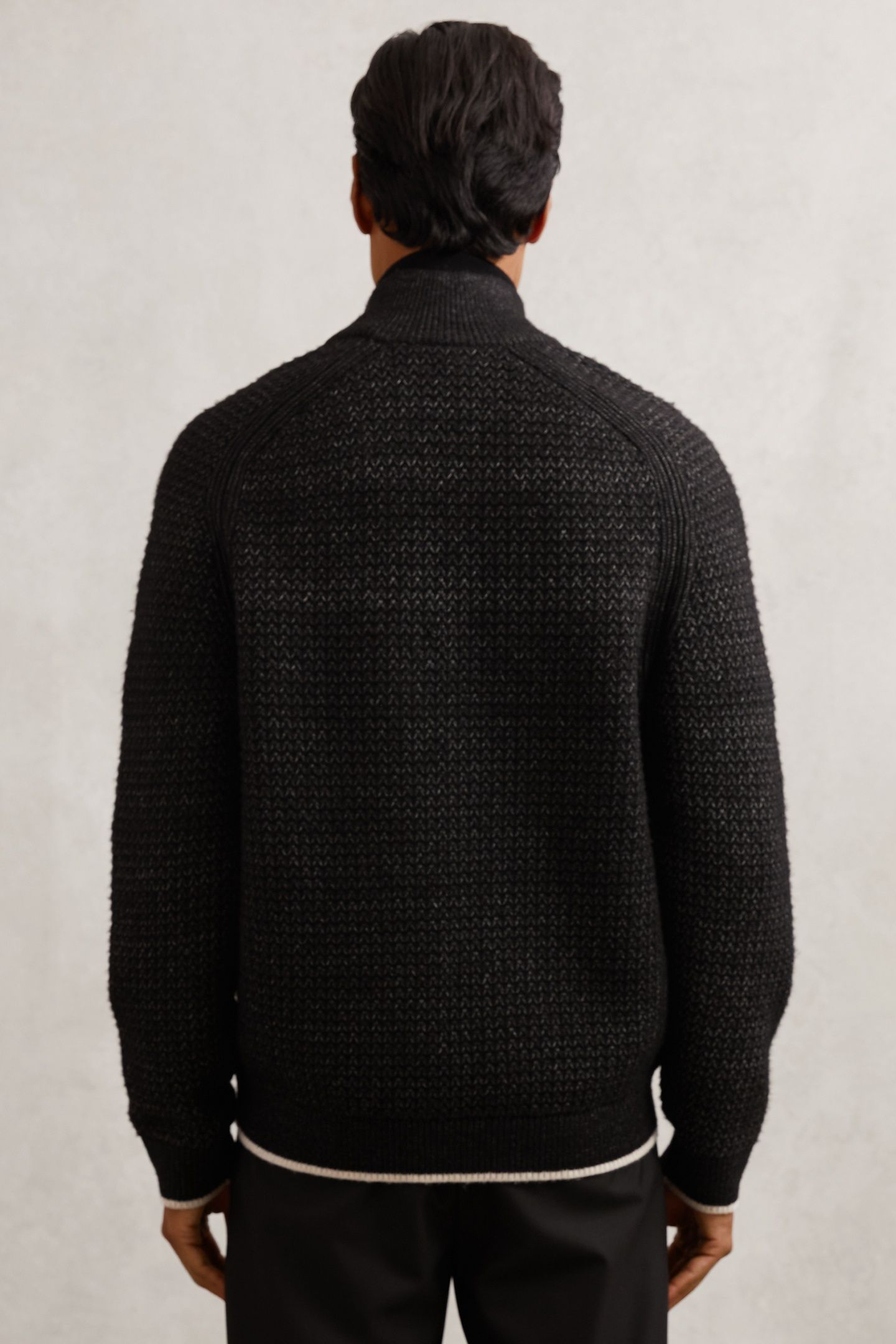 LS HALF ZIP BRUSHED RIBBED JUMPER BLACK 2