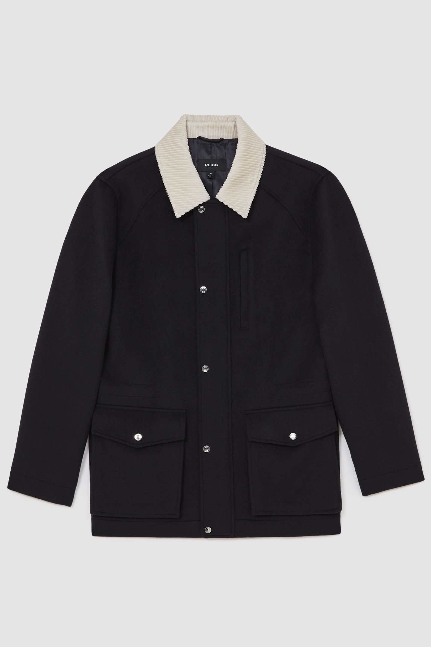 LS ZIP THROUGH CORD COLLAR WOOL WORKER JACKET NAVY 3