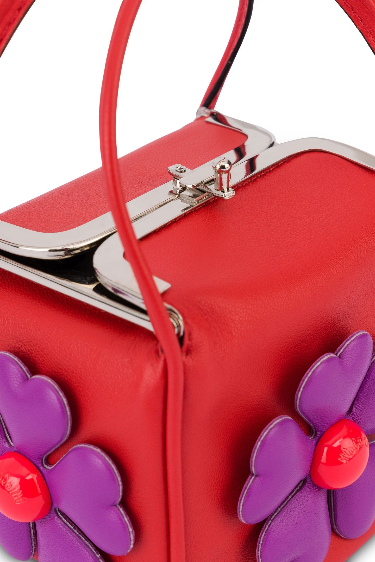 HEART FLOWERS NAPPA LEATHER MICROBAG RED 5
