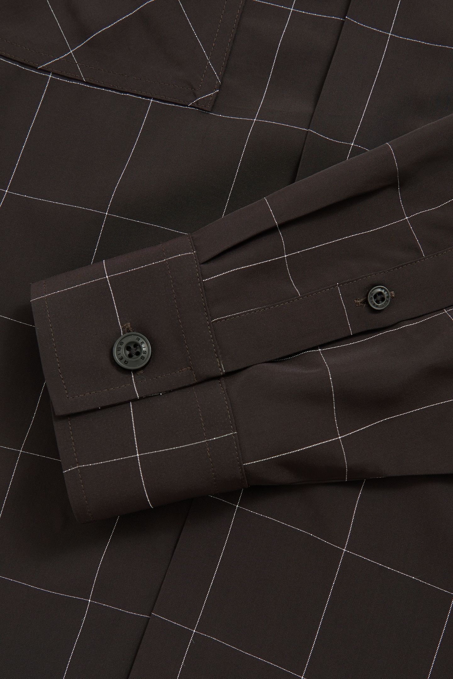 LS WINDOWPANE CUBAN SHIRT DARK BROWN 5