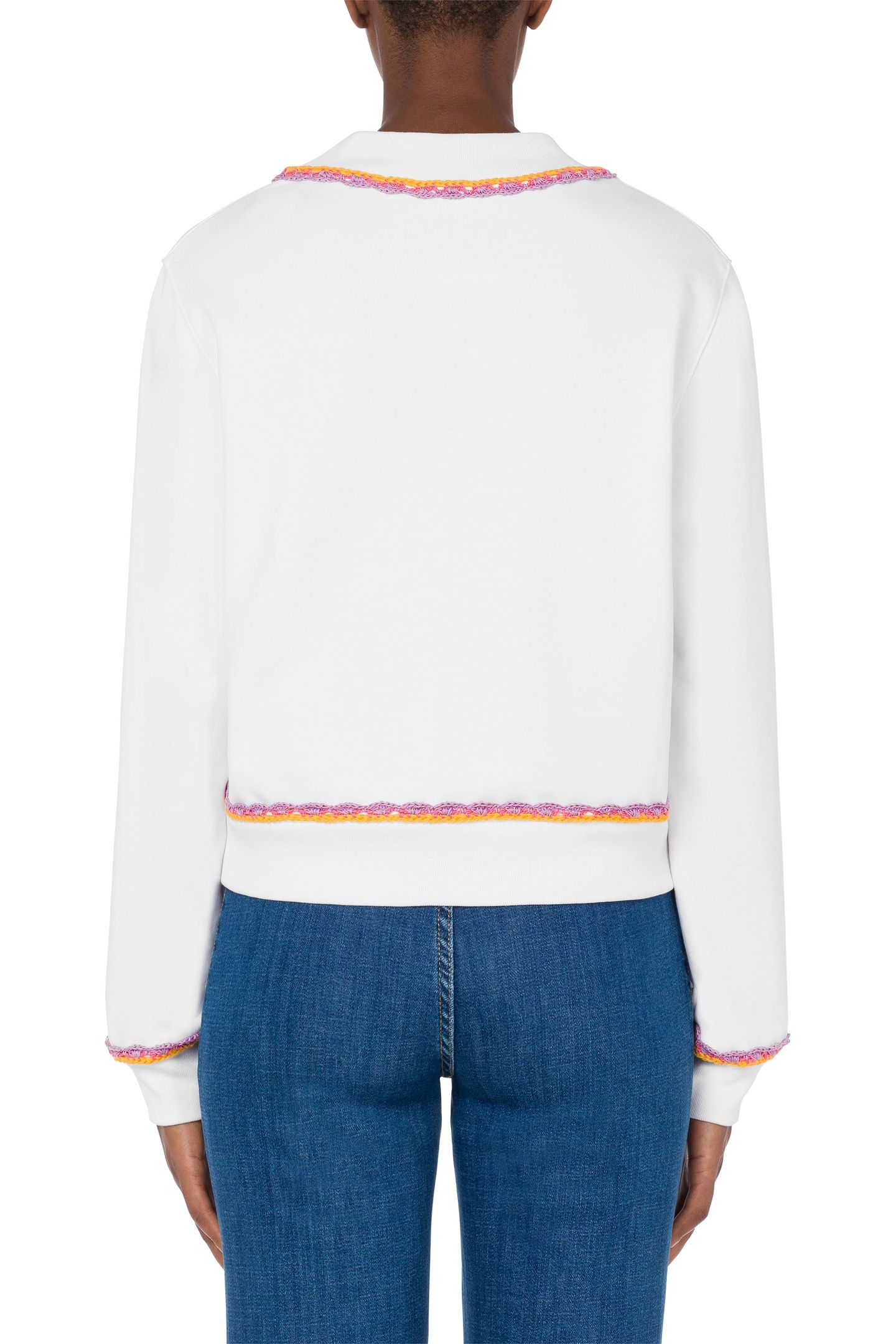 ORGANIC COTTON SWEATSHIRT CROCHET DETAILS WHITE 2
