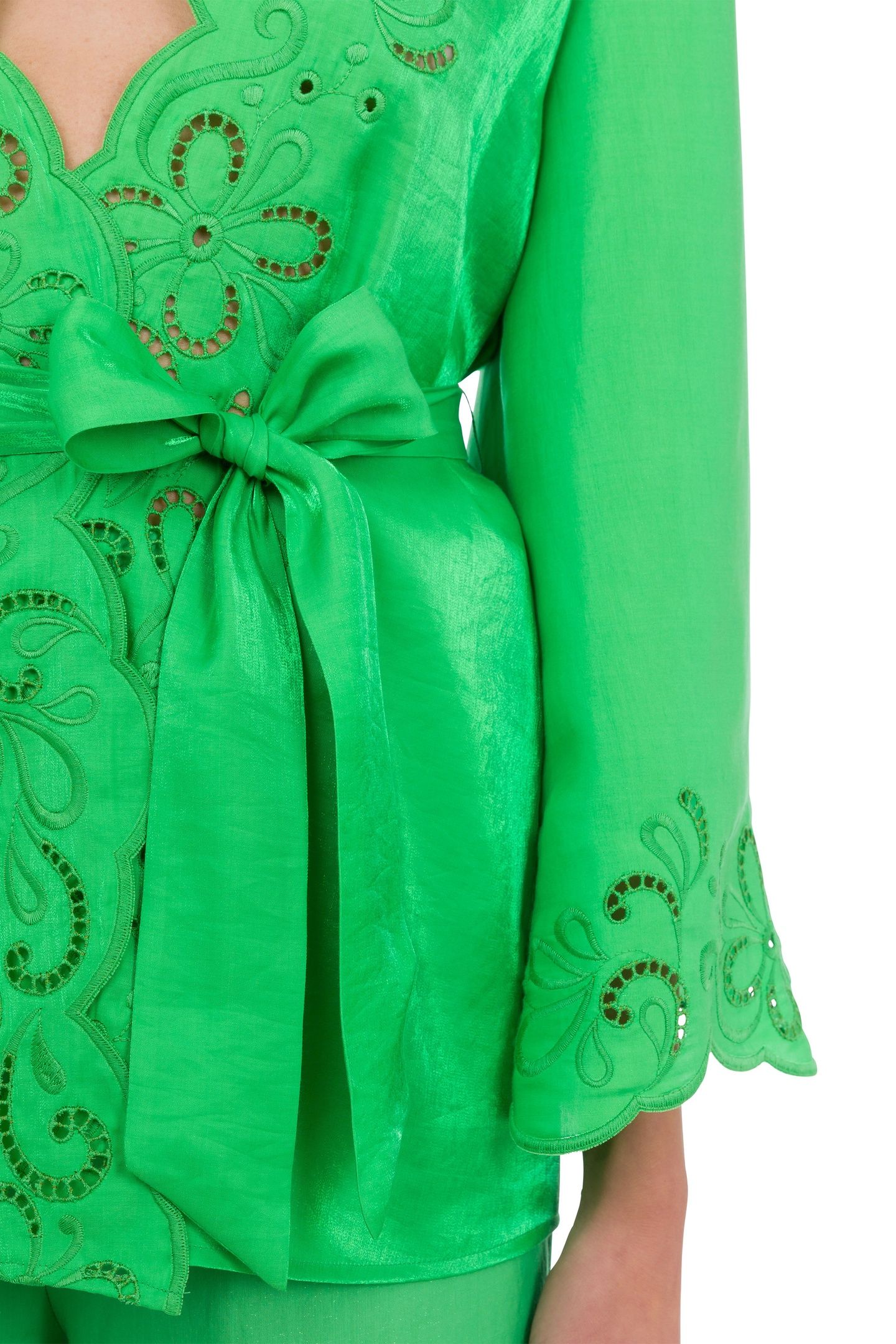 AJOUR SHIRT WITH SASH GREEN 4