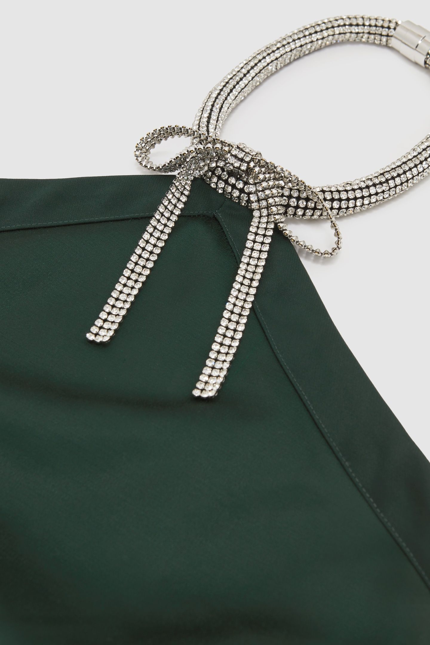 EMBELLISHED NECKLACE MINI DRESS GREEN 4