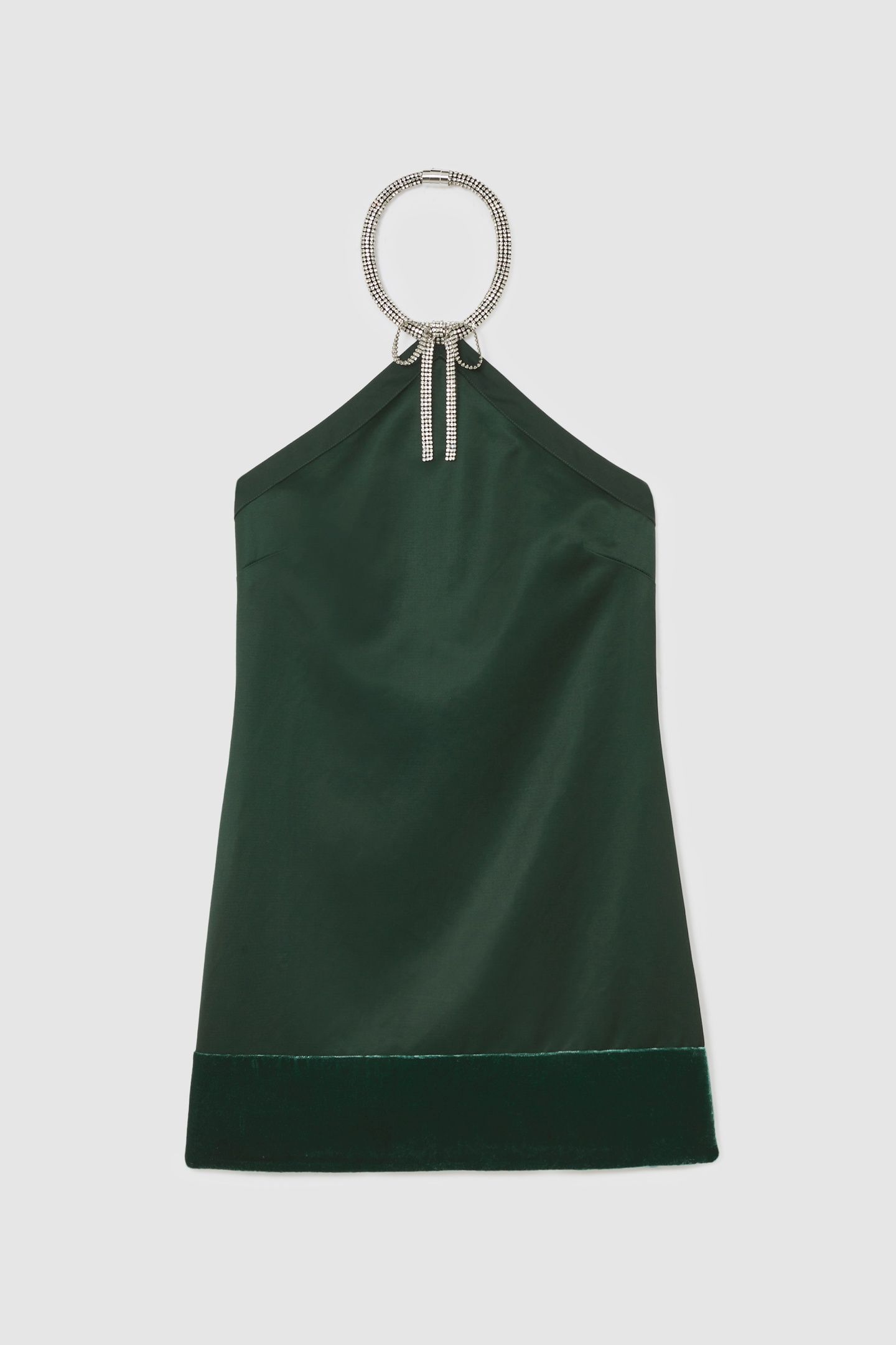 EMBELLISHED NECKLACE MINI DRESS GREEN 3