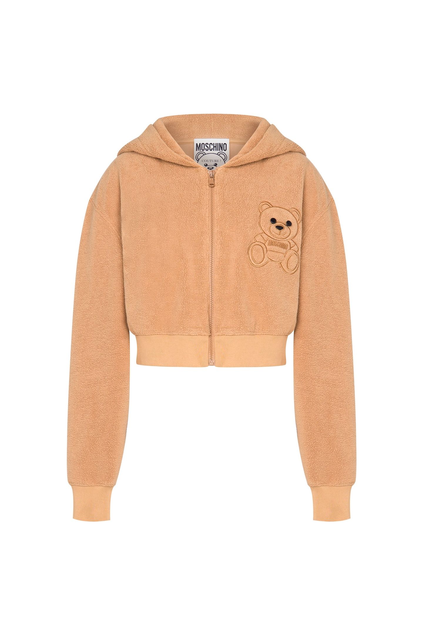 CROPPED COTTON SWEATSHIRT MOSCHINO TEDDY BEAR BEIGE 3