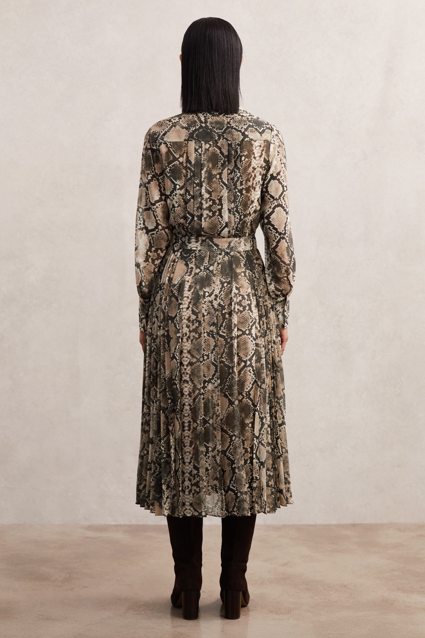 SNAKE PRINT MIDI DRESS NEUTRAL 2