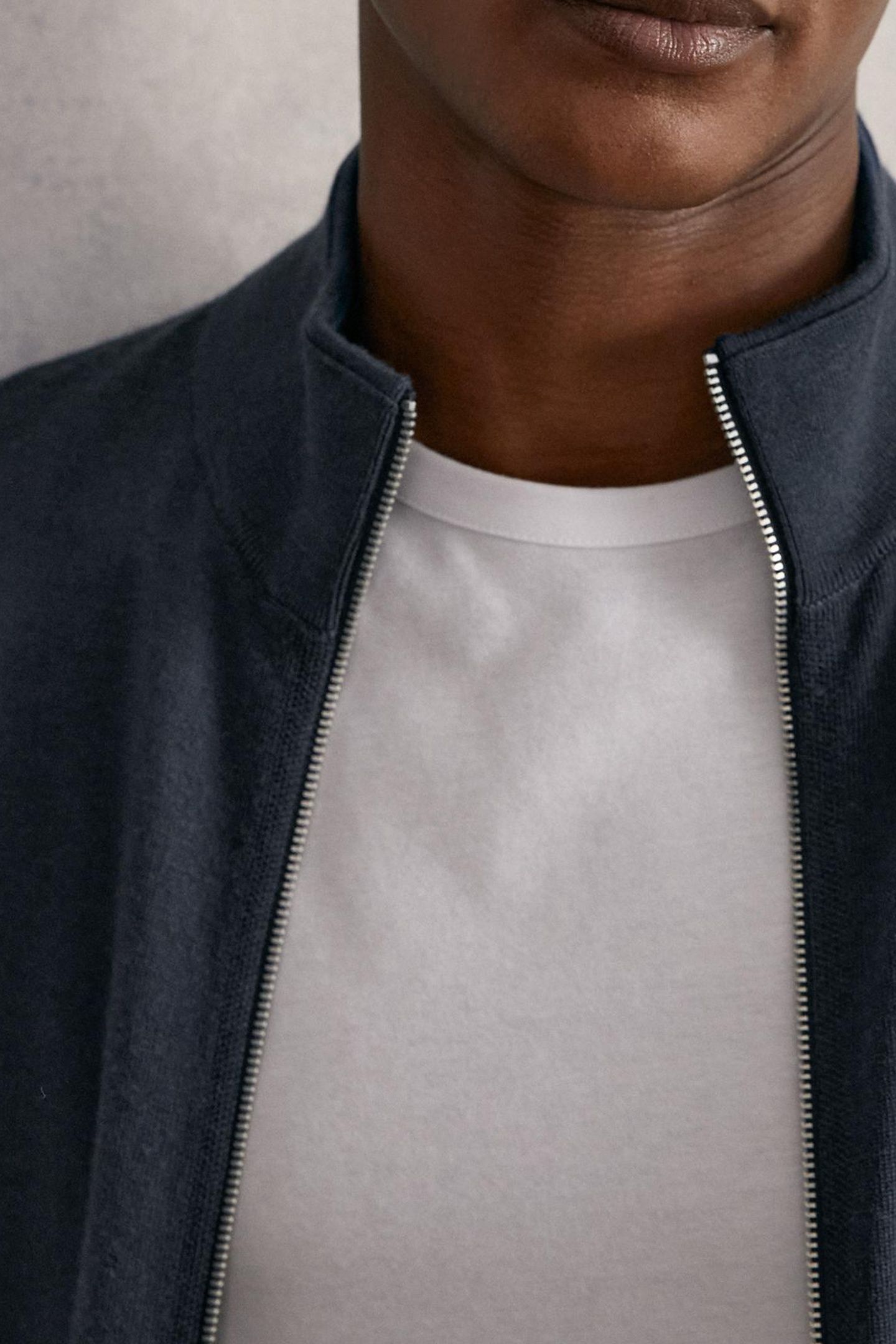 LS MERINO ZIP THROUGH FUNNEL MIDNIGHT NAVY 5