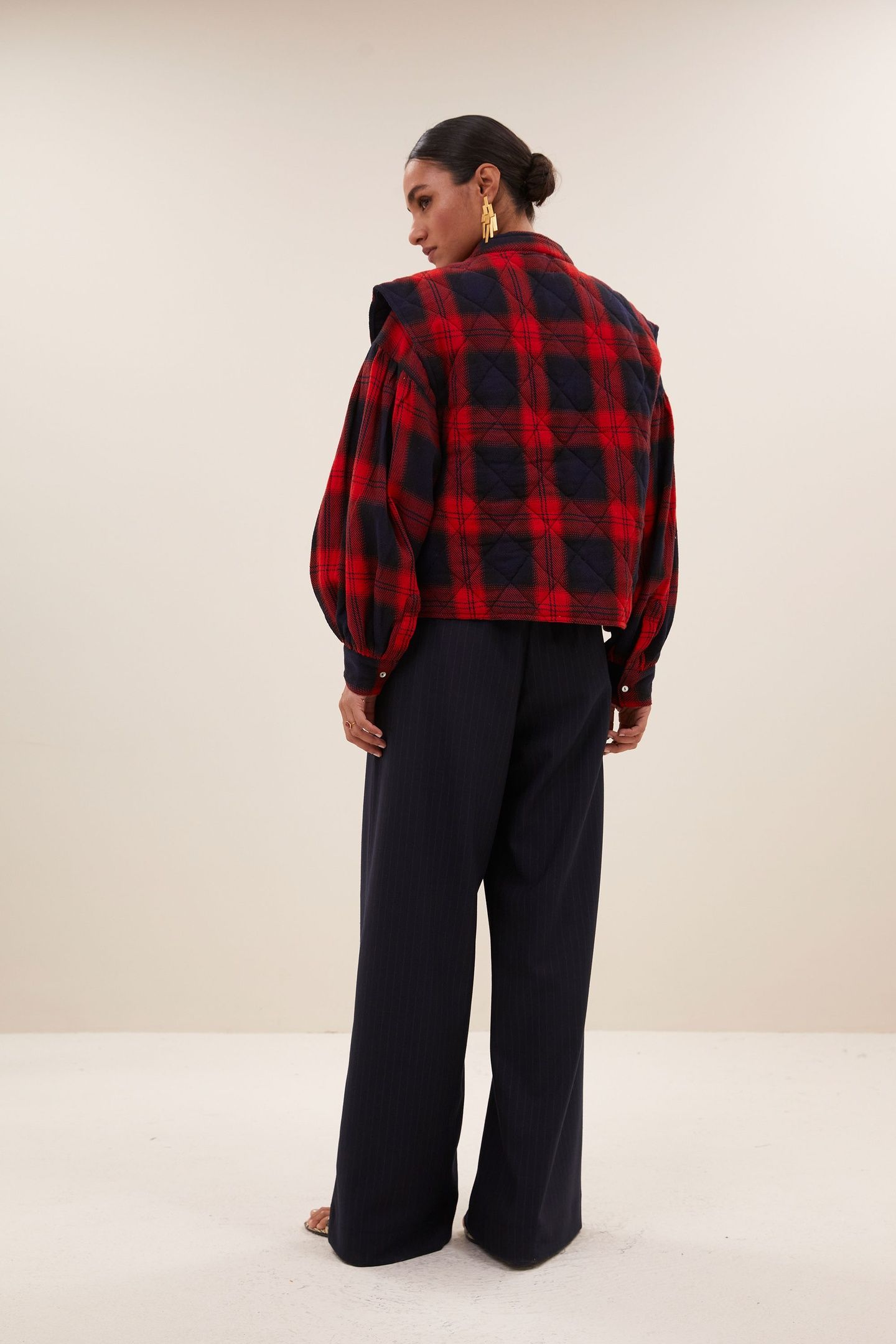 MAVE RED CHECK SLEEVELESS JACKET POPPY CHECK 4