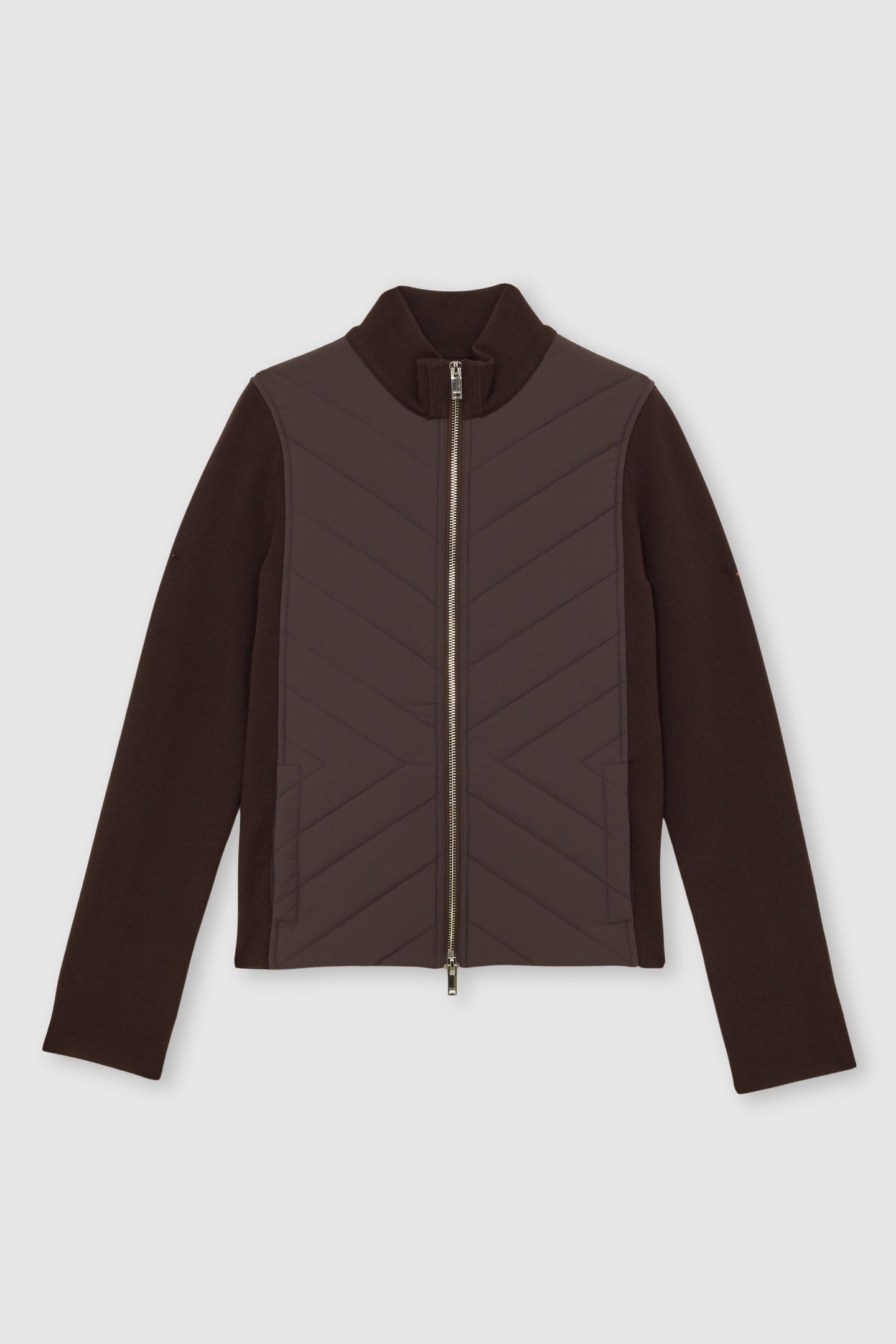 KNITTED HYBRID JACKET CHOCOLATE BROWN 3