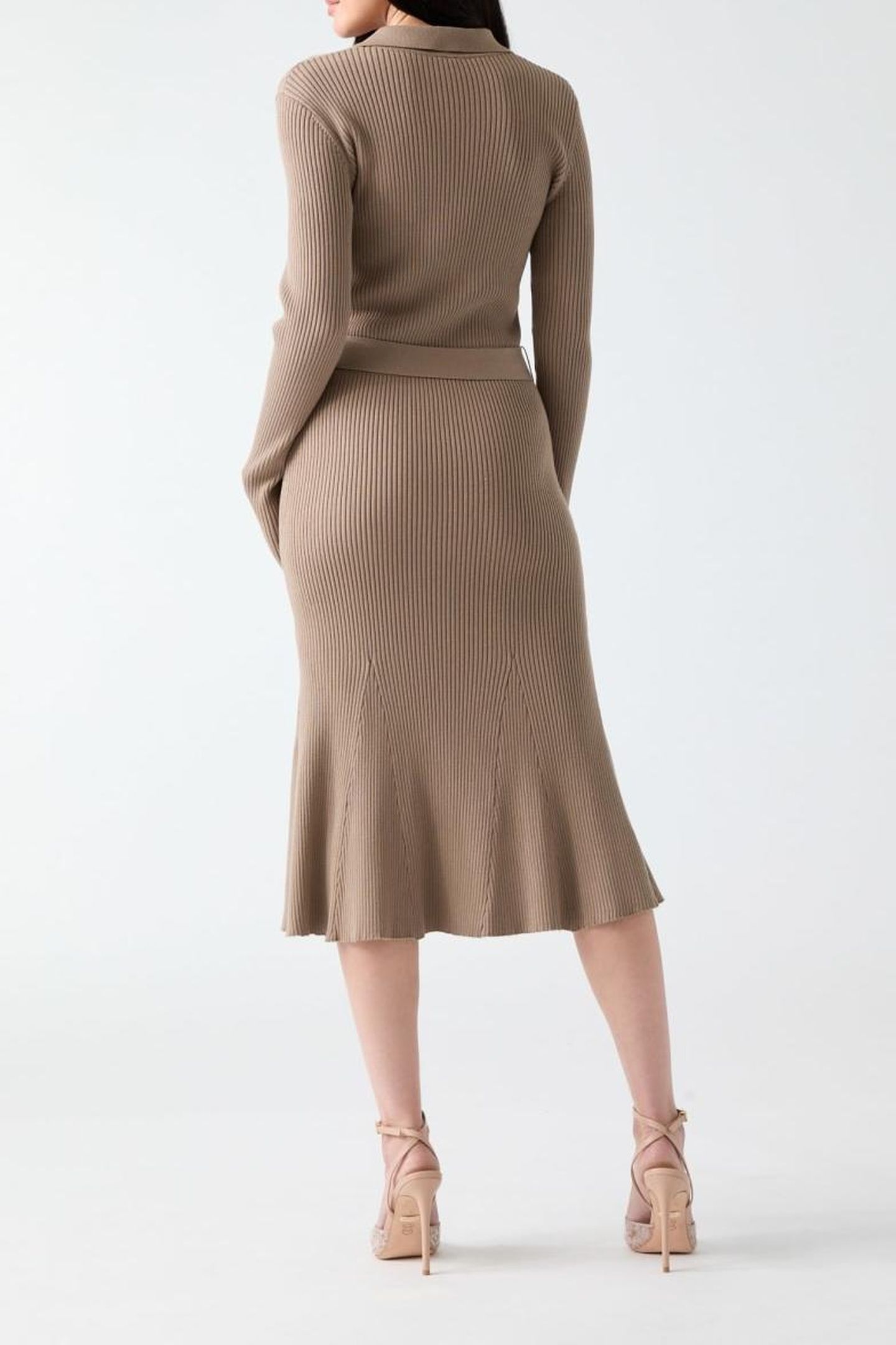 AGATHE POLO LS DRESS SILK TAUPE 4