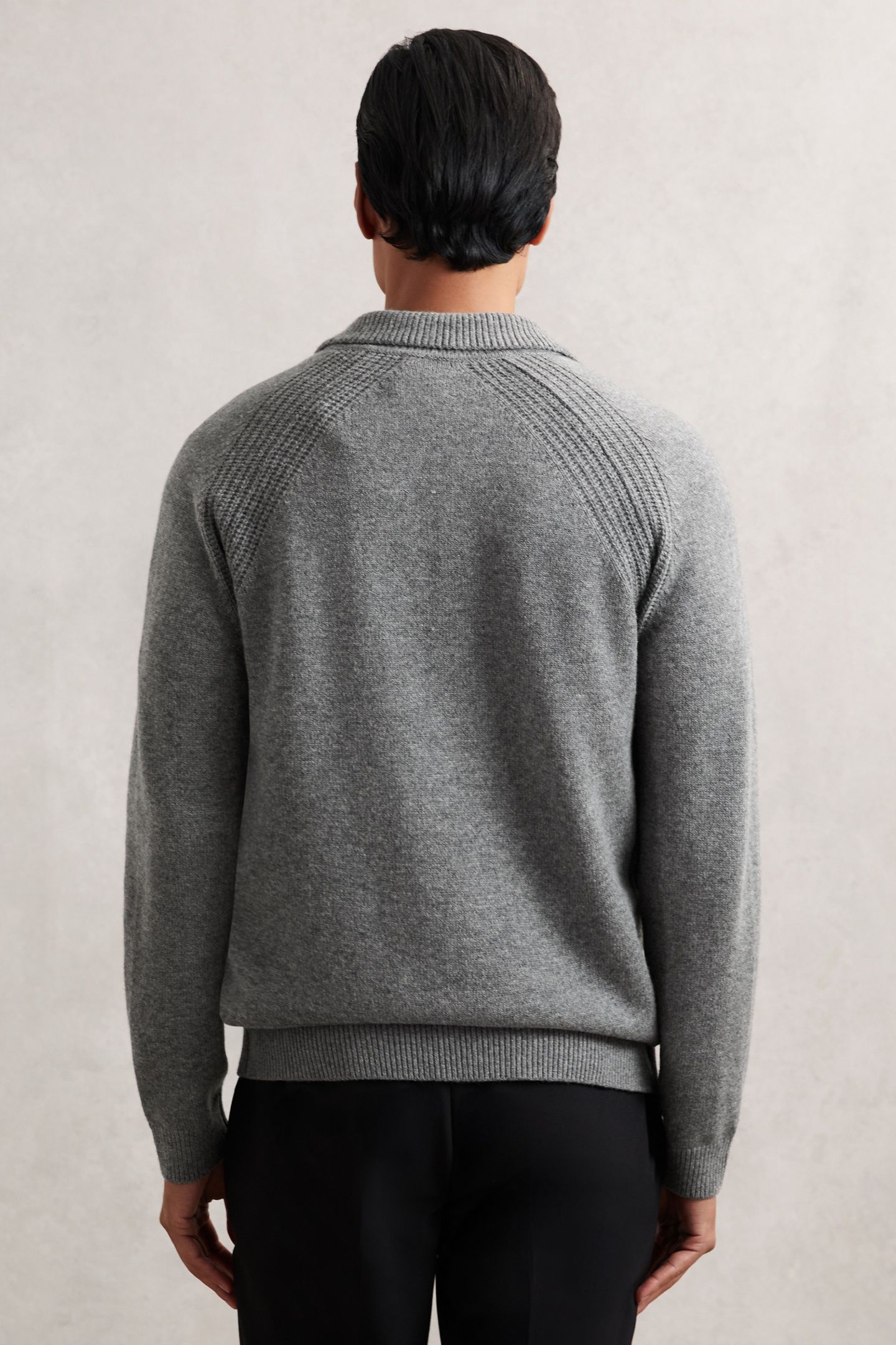 LS OPEN COLLAR JUMPER MID GREY MELANGE 2
