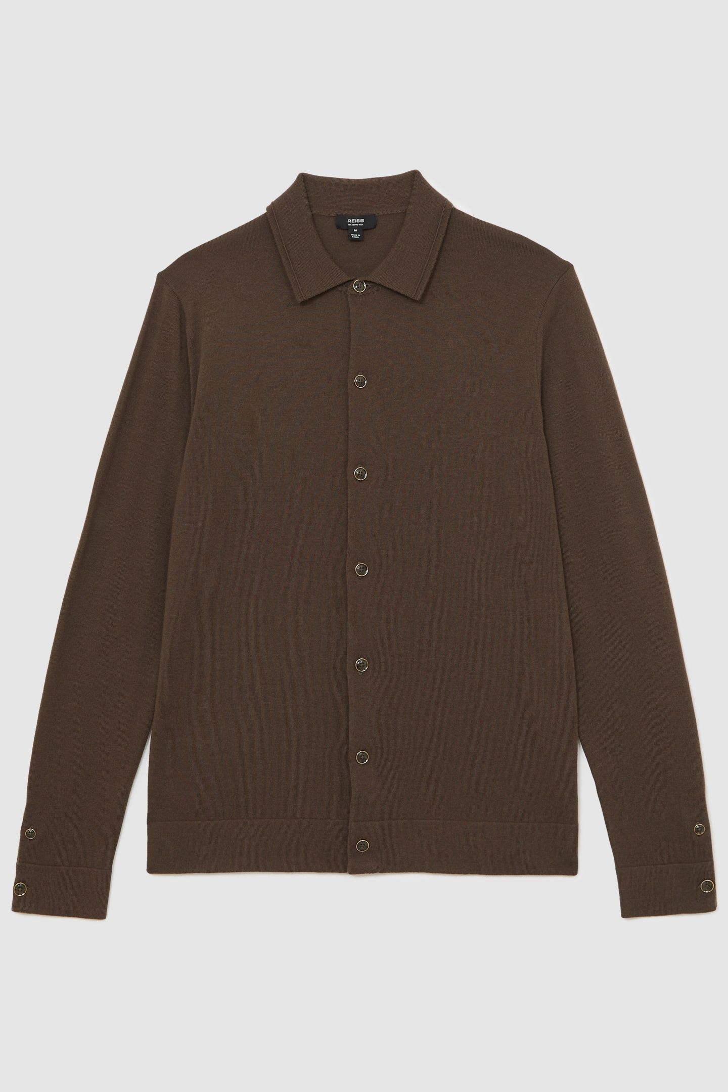 LS BUTTON THROUGH MERINO WOOL CARDIGAN CHOCOLATE BROWN 4