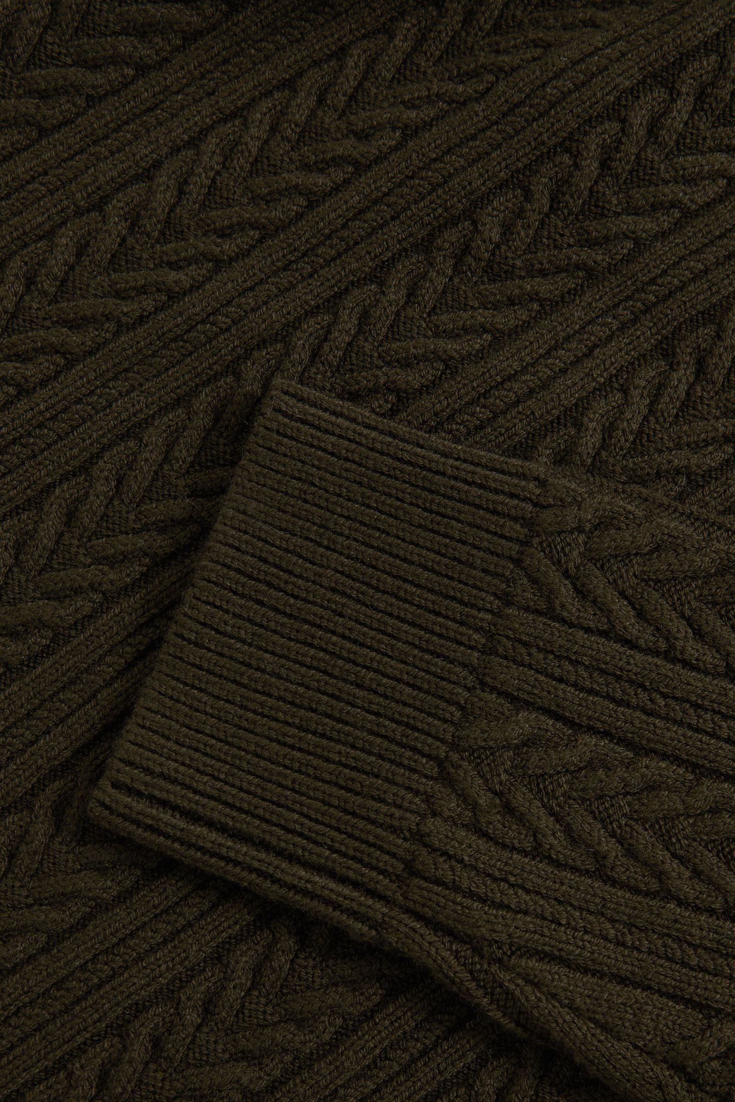 LS ROLL NECK CABLE JUMPER DARK OLIVE GREEN 5