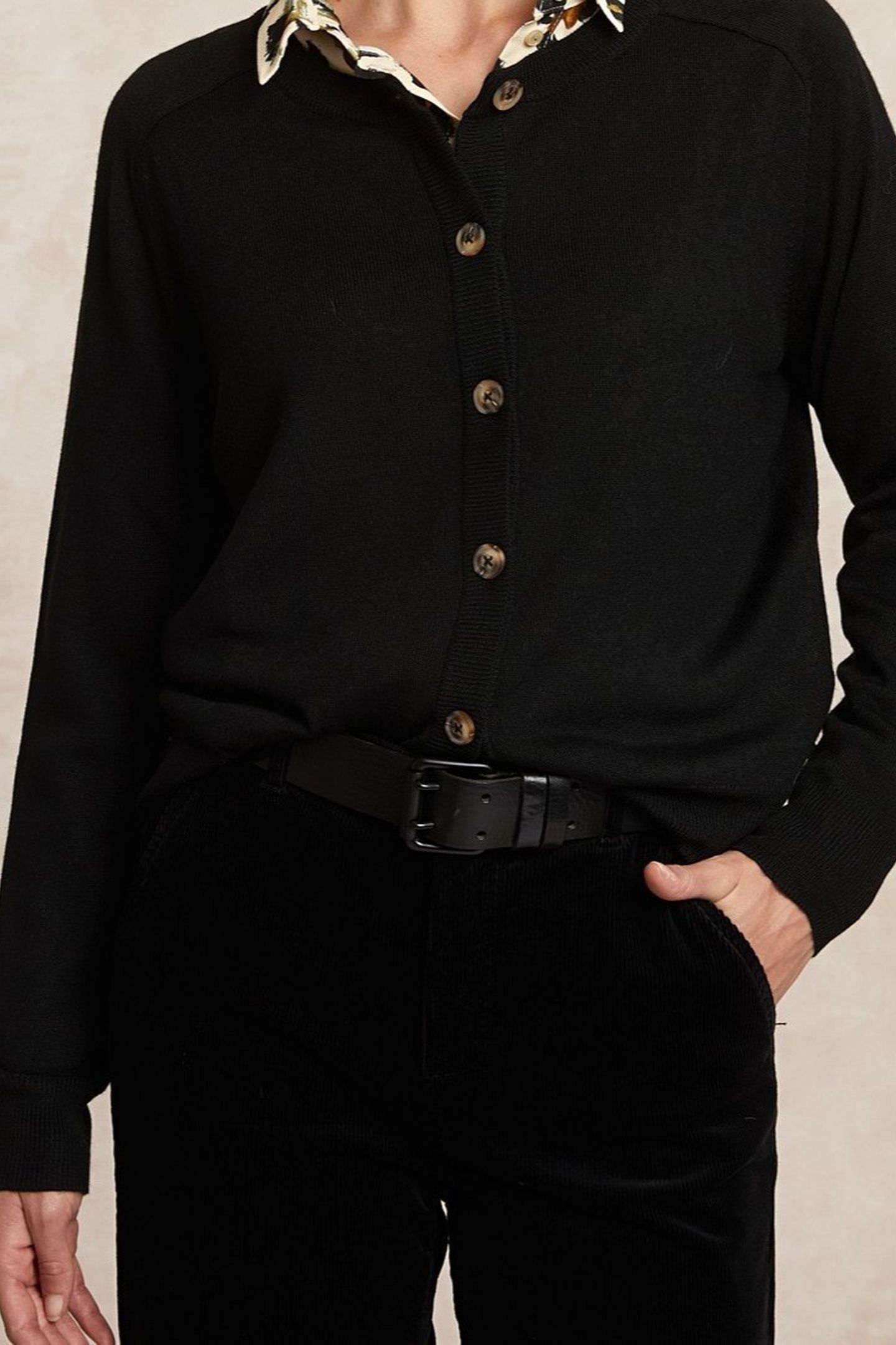 BTN CREW NECK CARDI LS BLACK 3