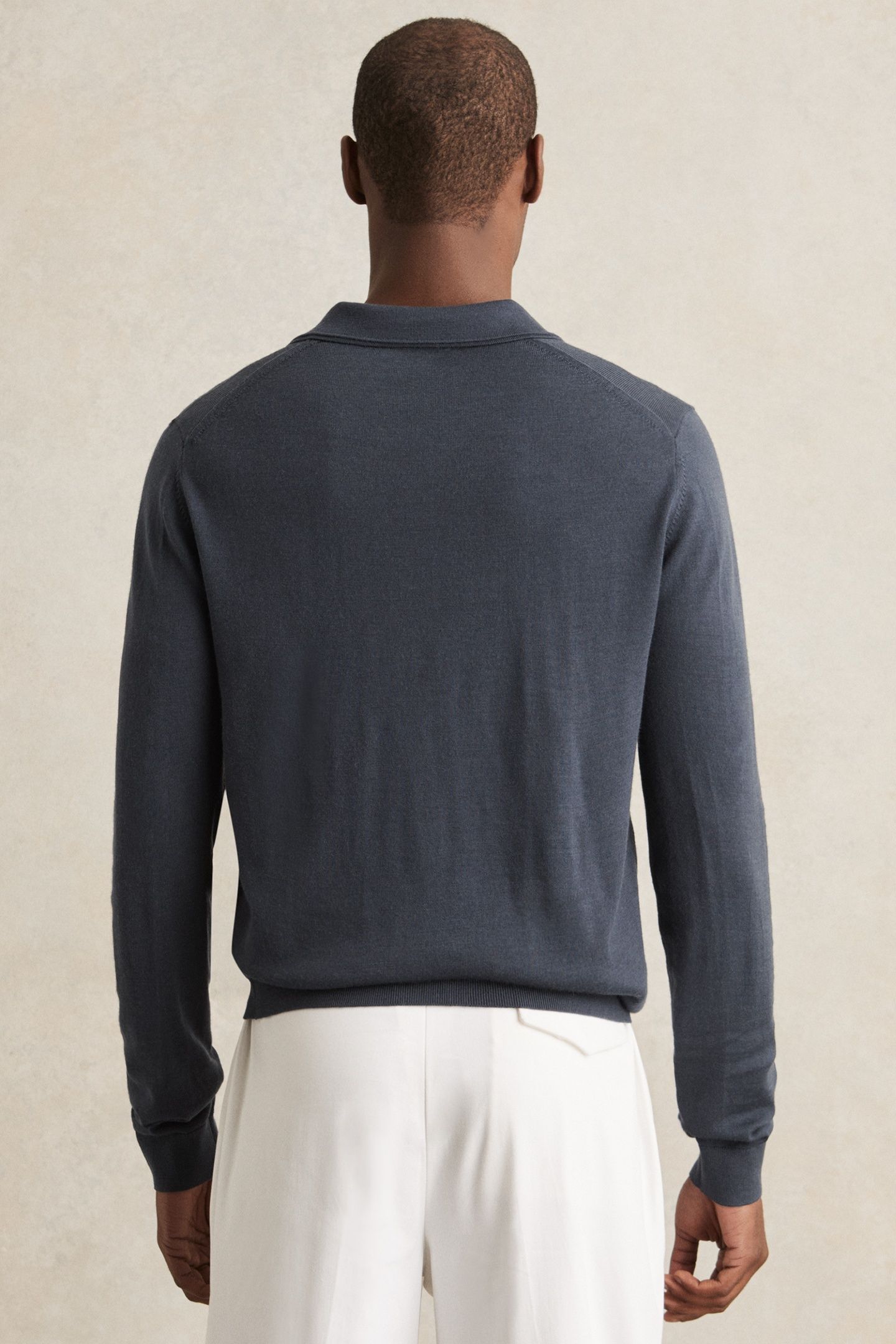LS MERINO OPEN COLLAR JUMPER MIDNIGHT NAVY 2