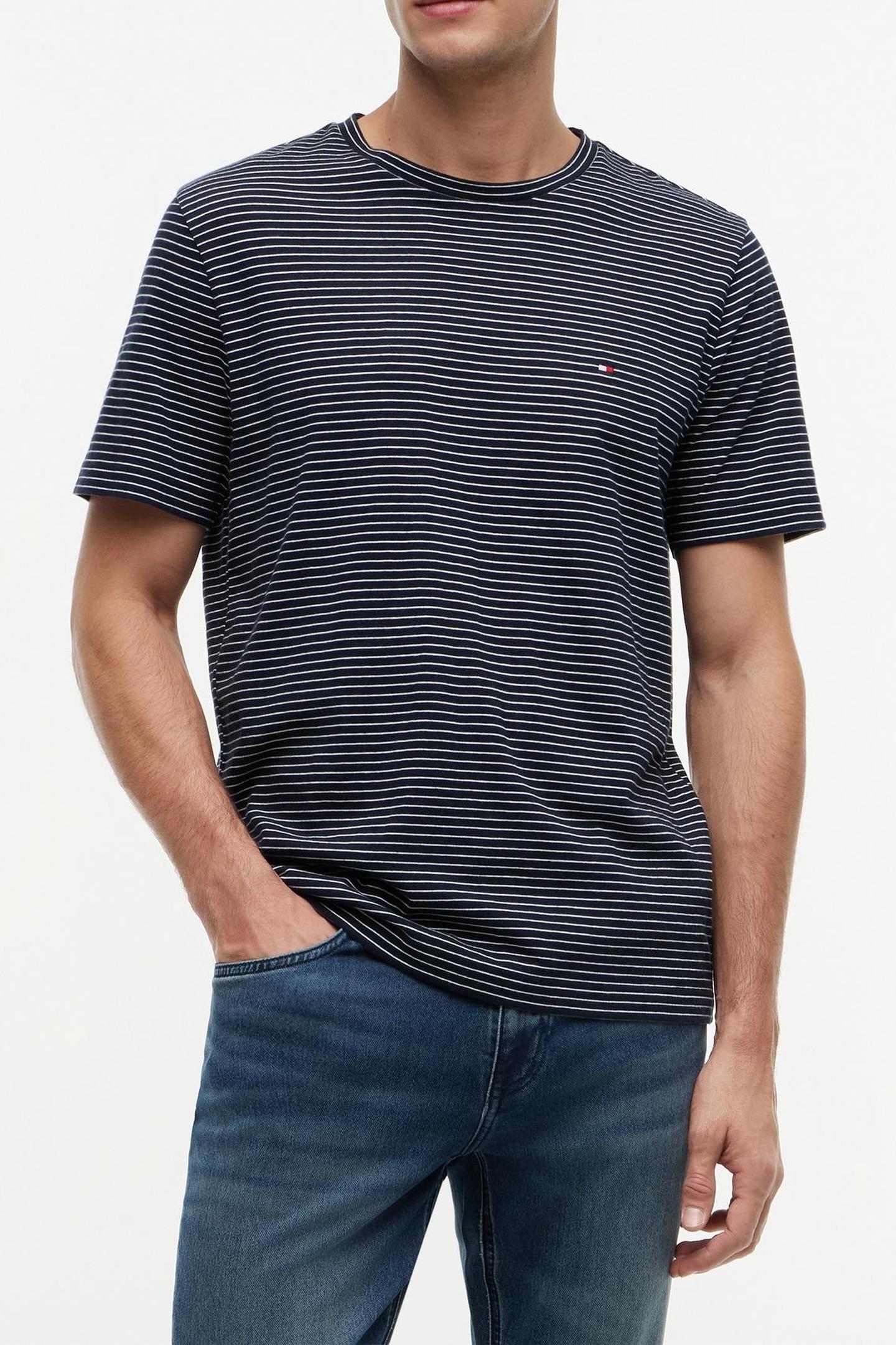 FLAG EMBROIDERY T-SHIRT DESERT SKY/ECRU STRIPE 2