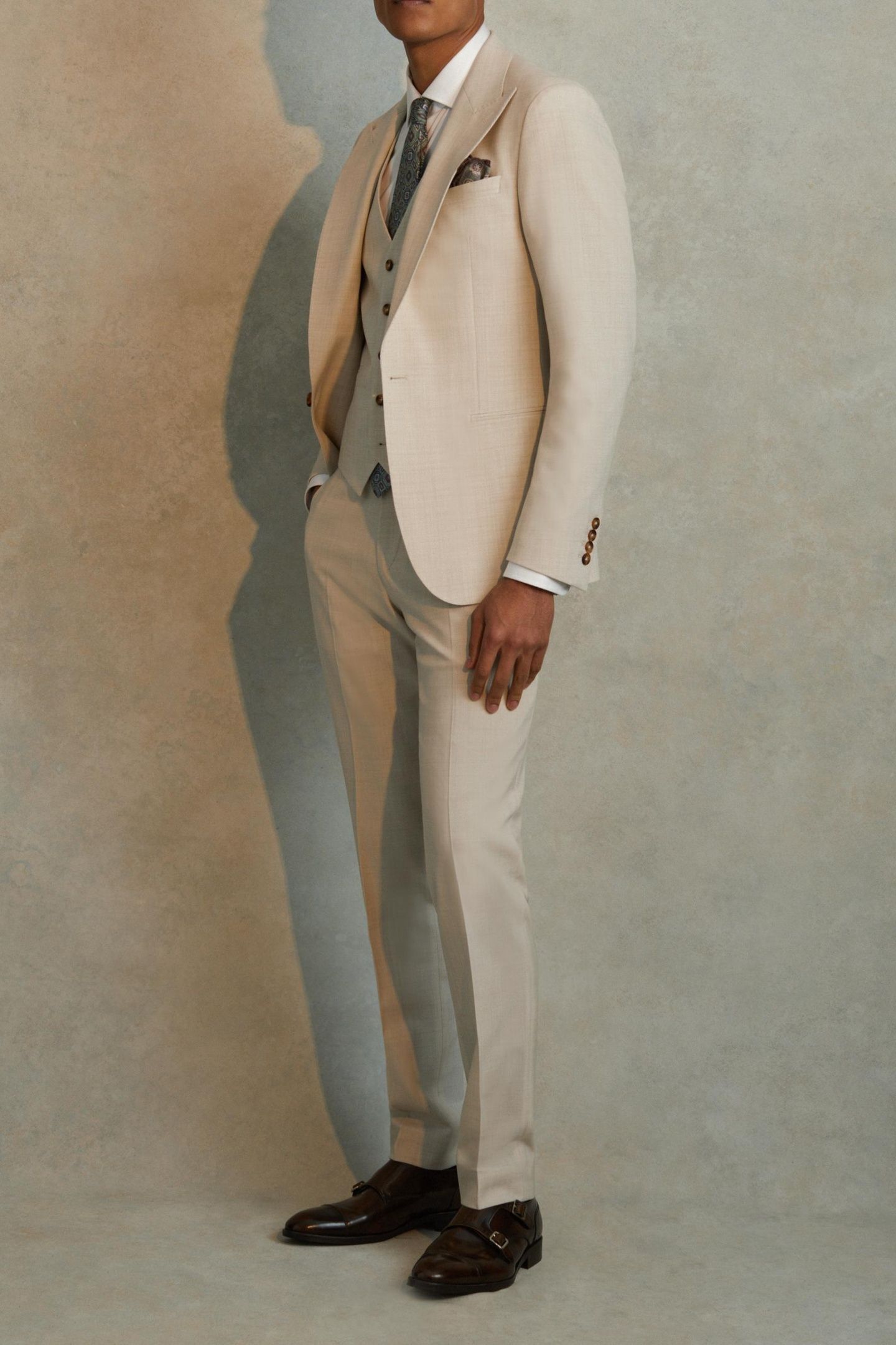 TEXTURED WEAVE MIXER TROUSER STONE 1