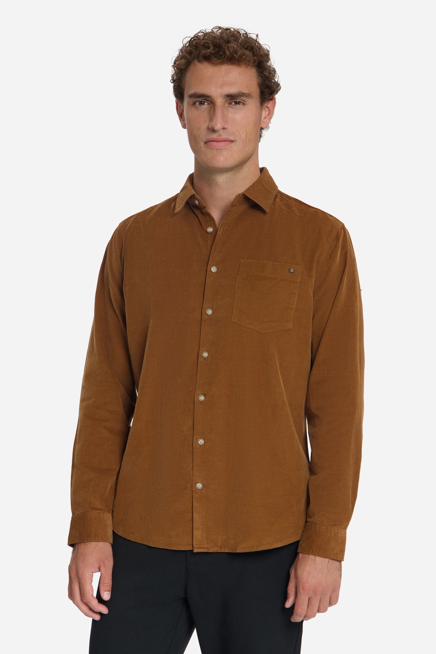 SHIRT BABY CORDUROY CHEST POCKETS CARAMEL 2