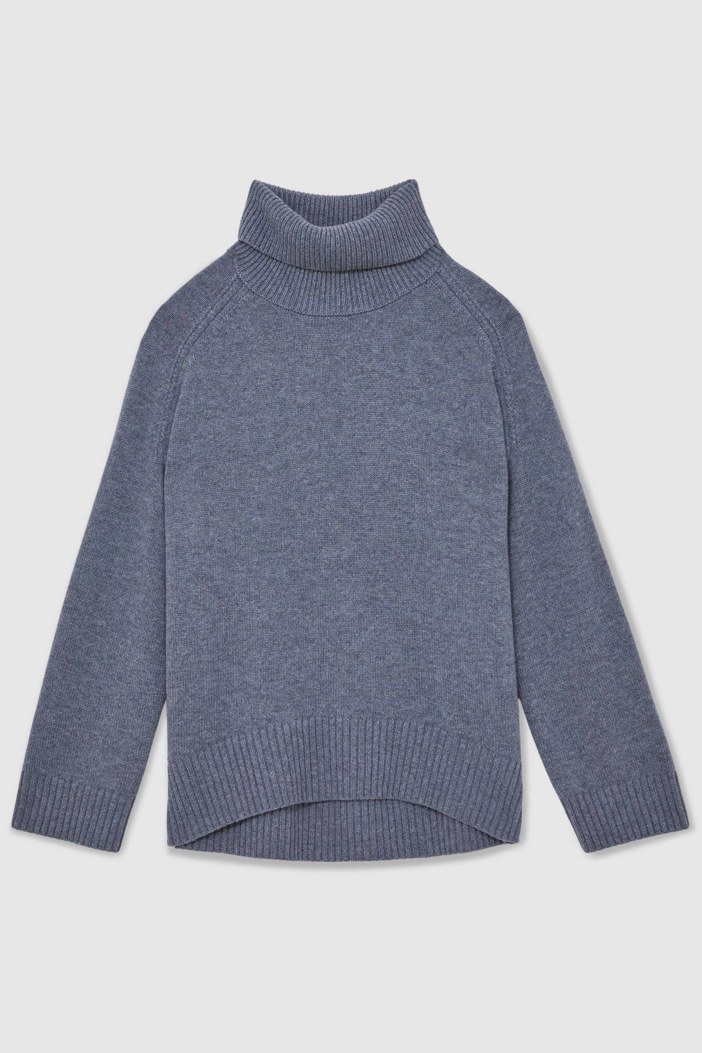 CASHMERE BLEND ROLL NECK BLUE MARL 4