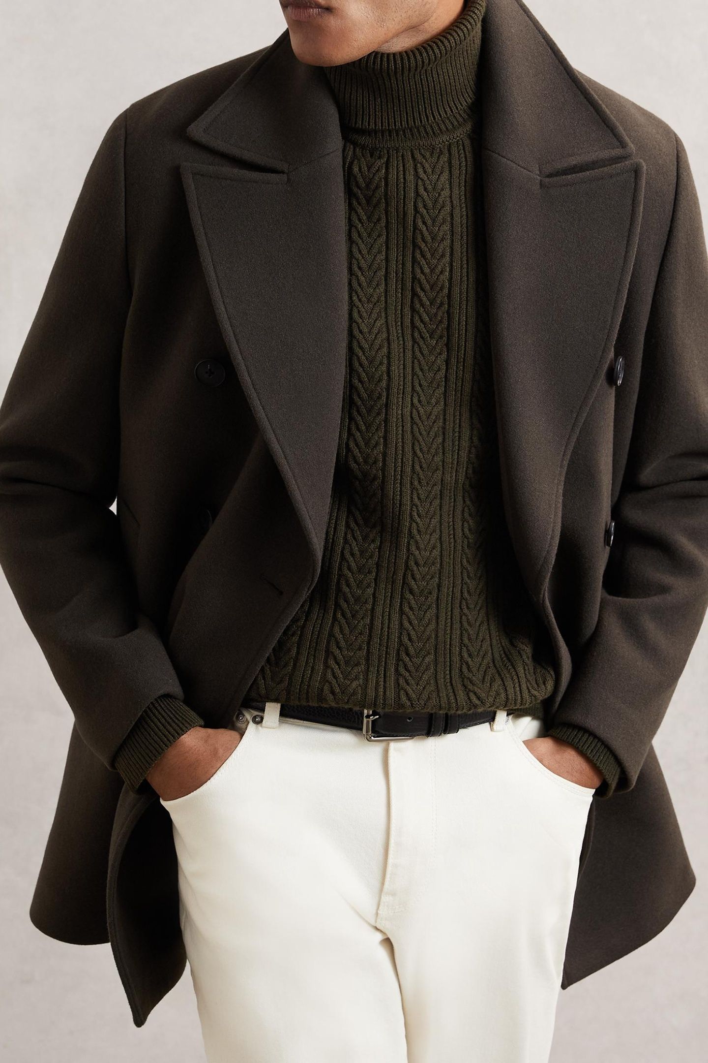 LS ROLL NECK CABLE JUMPER DARK OLIVE GREEN 3
