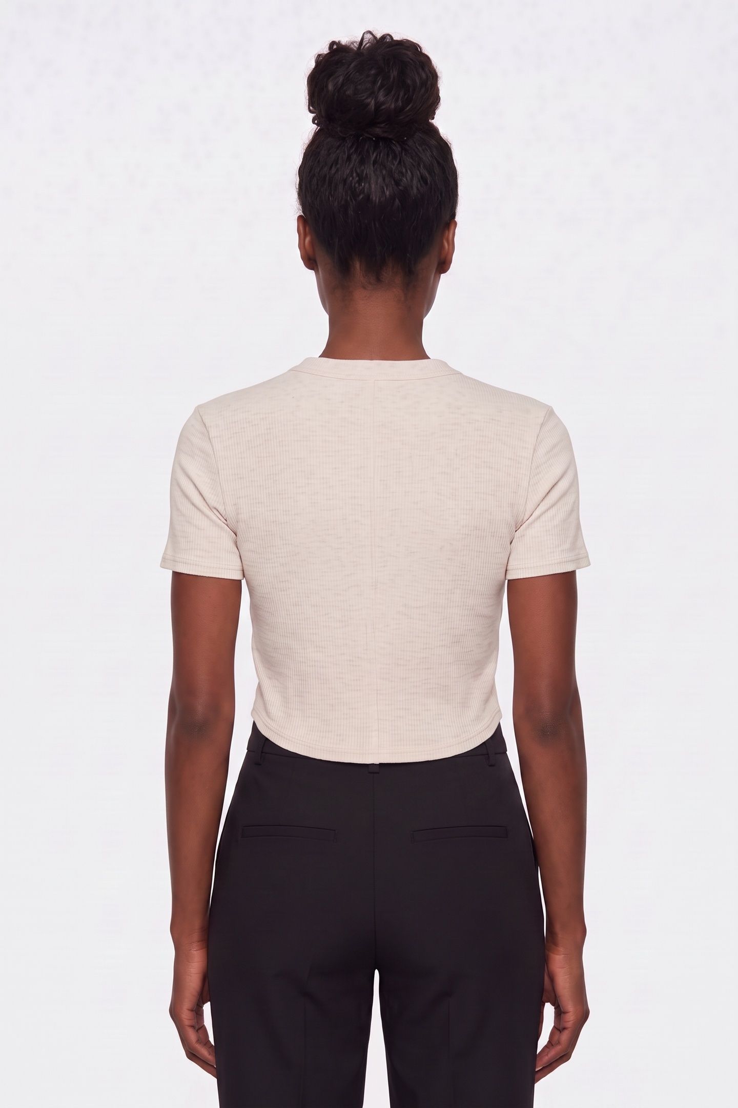 SEAMED RIB BABY TEE BONE HEATHER 2