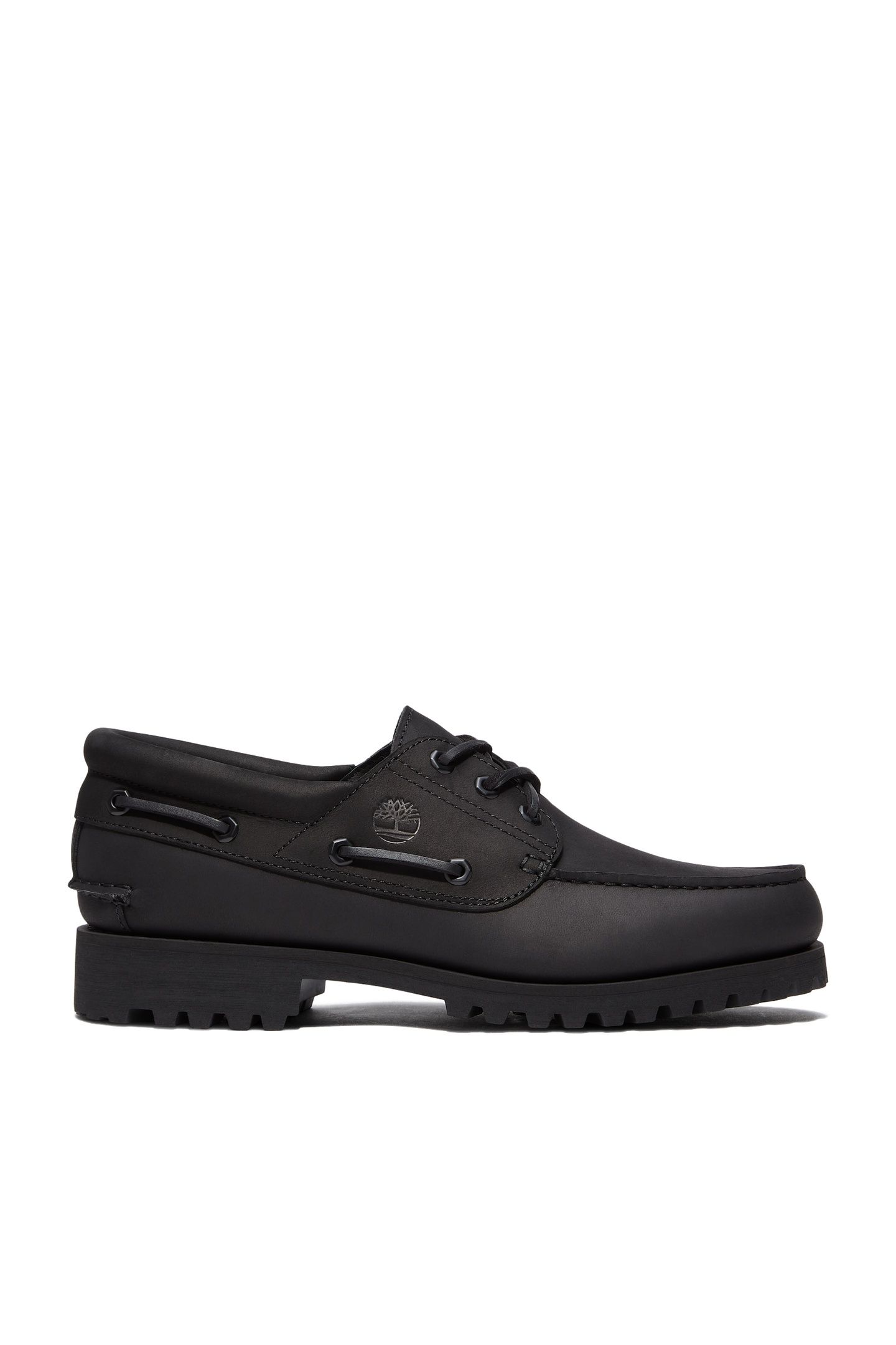 AUTH ESSENTIAL BOAT SHOE BLACK FULL GRAIN W BLACK 1