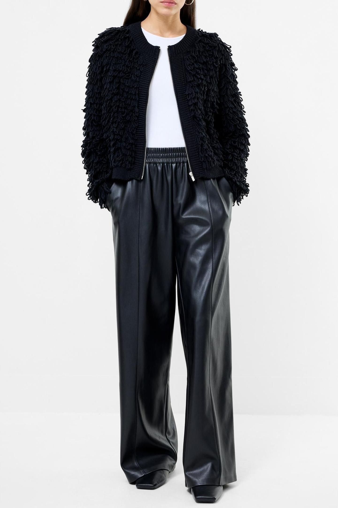 MALI LOOPED FRINGE KNIT JACKET BLACK BLACK 1