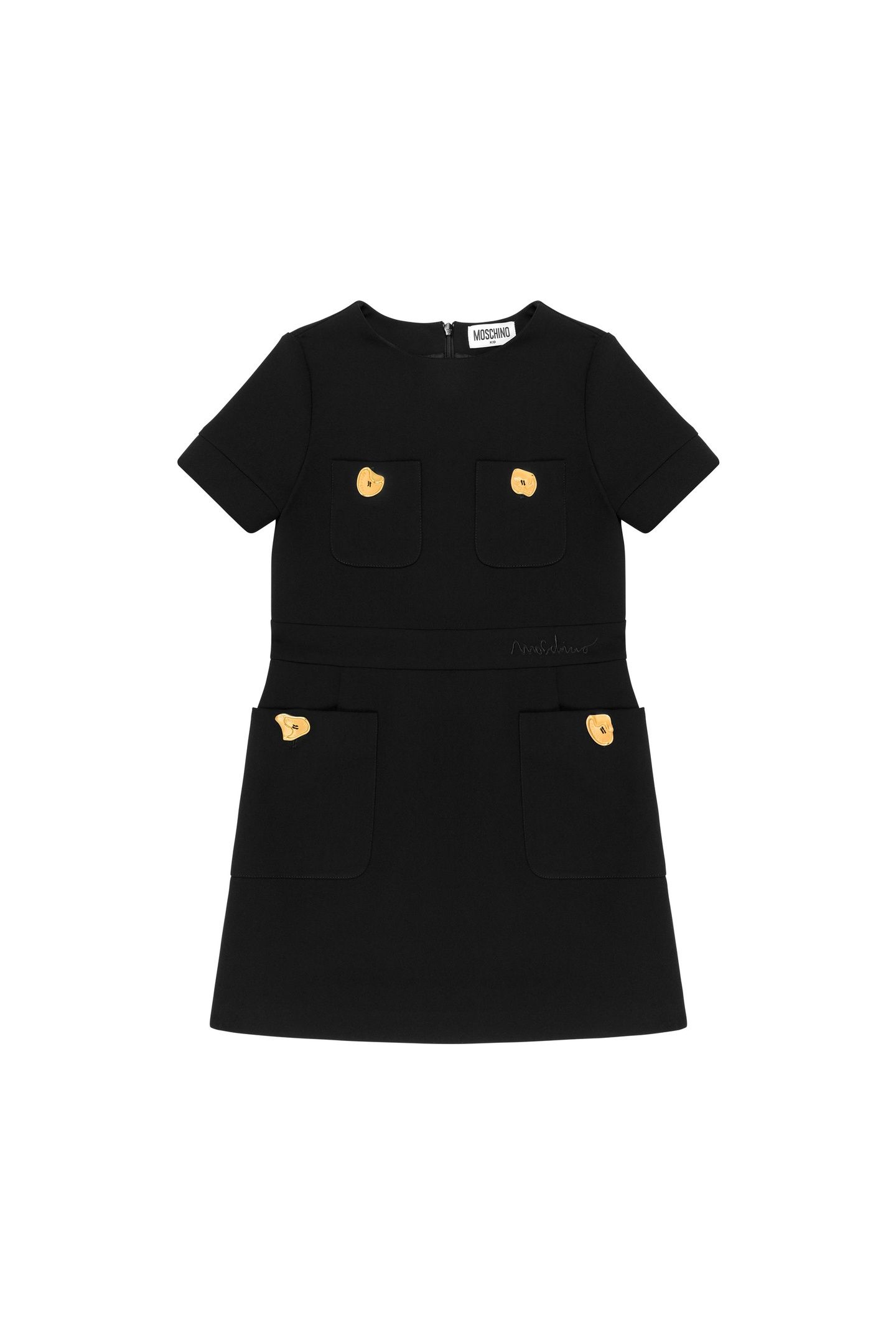 GIRL'S CREPE DRESS MORPHED BUTTONS BLACK 1