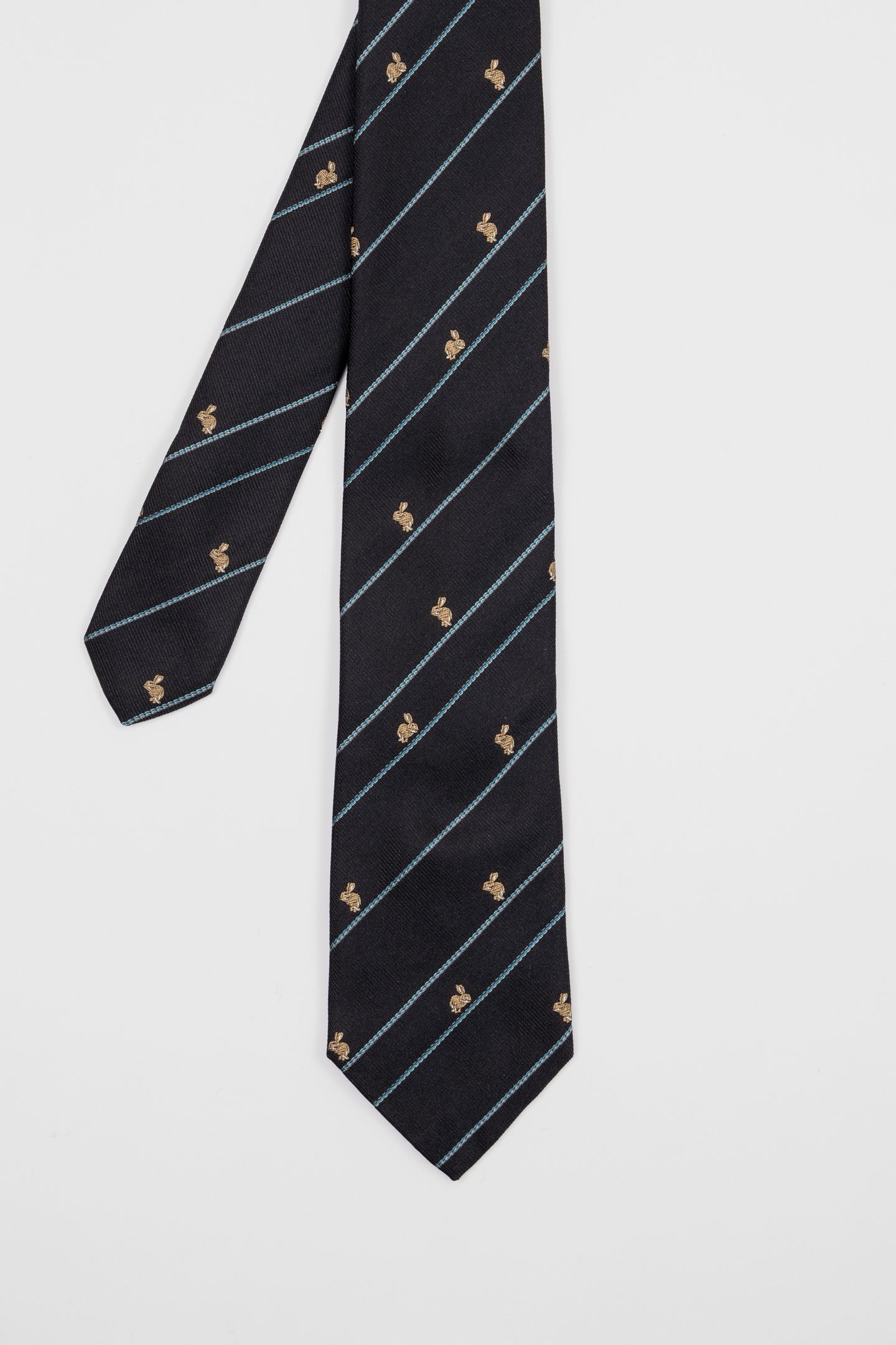 MEN TIE RABBIT STRIPE BLACK 1