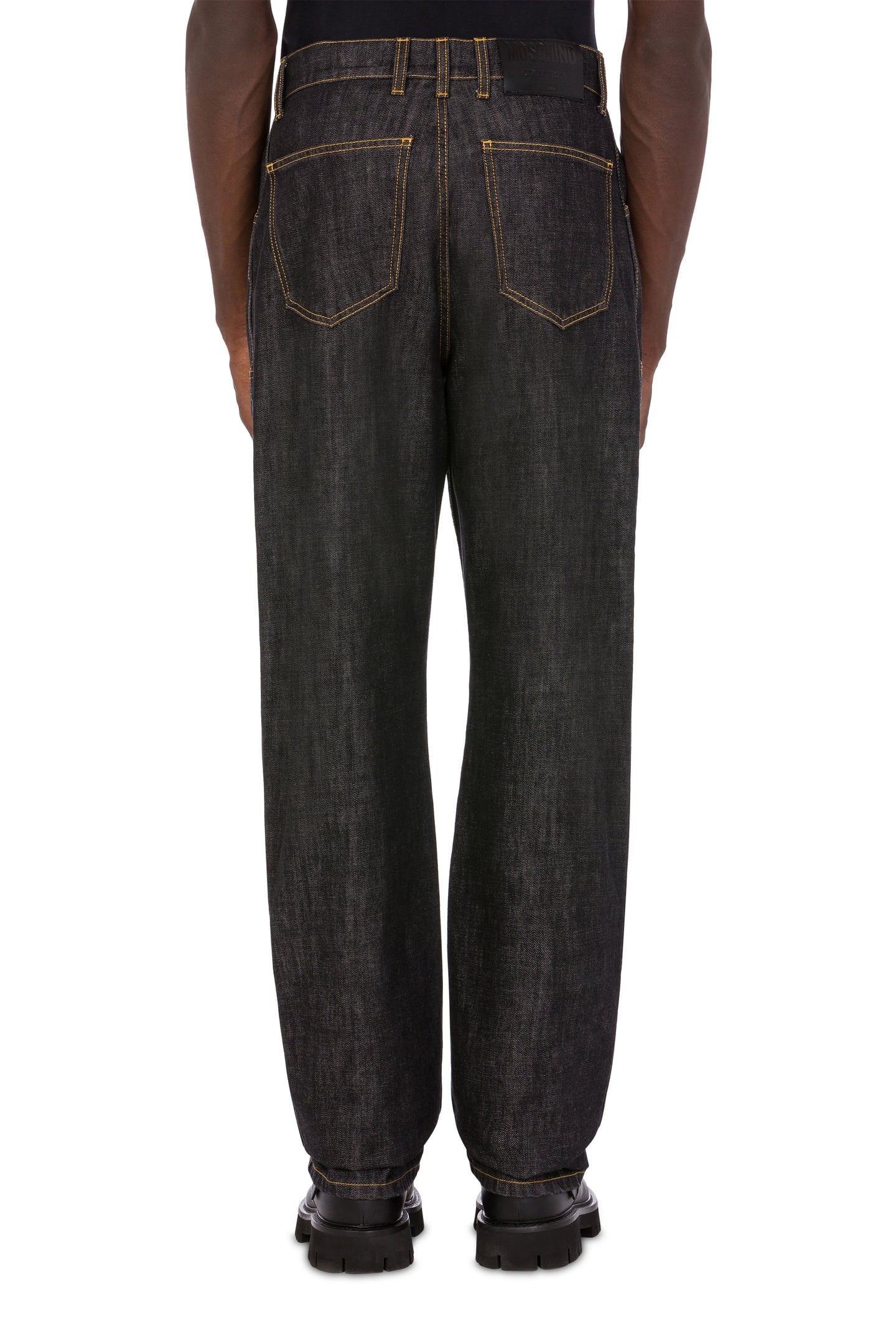 BLACK LOGO LABEL DENIM TROUSERS BLACK 2
